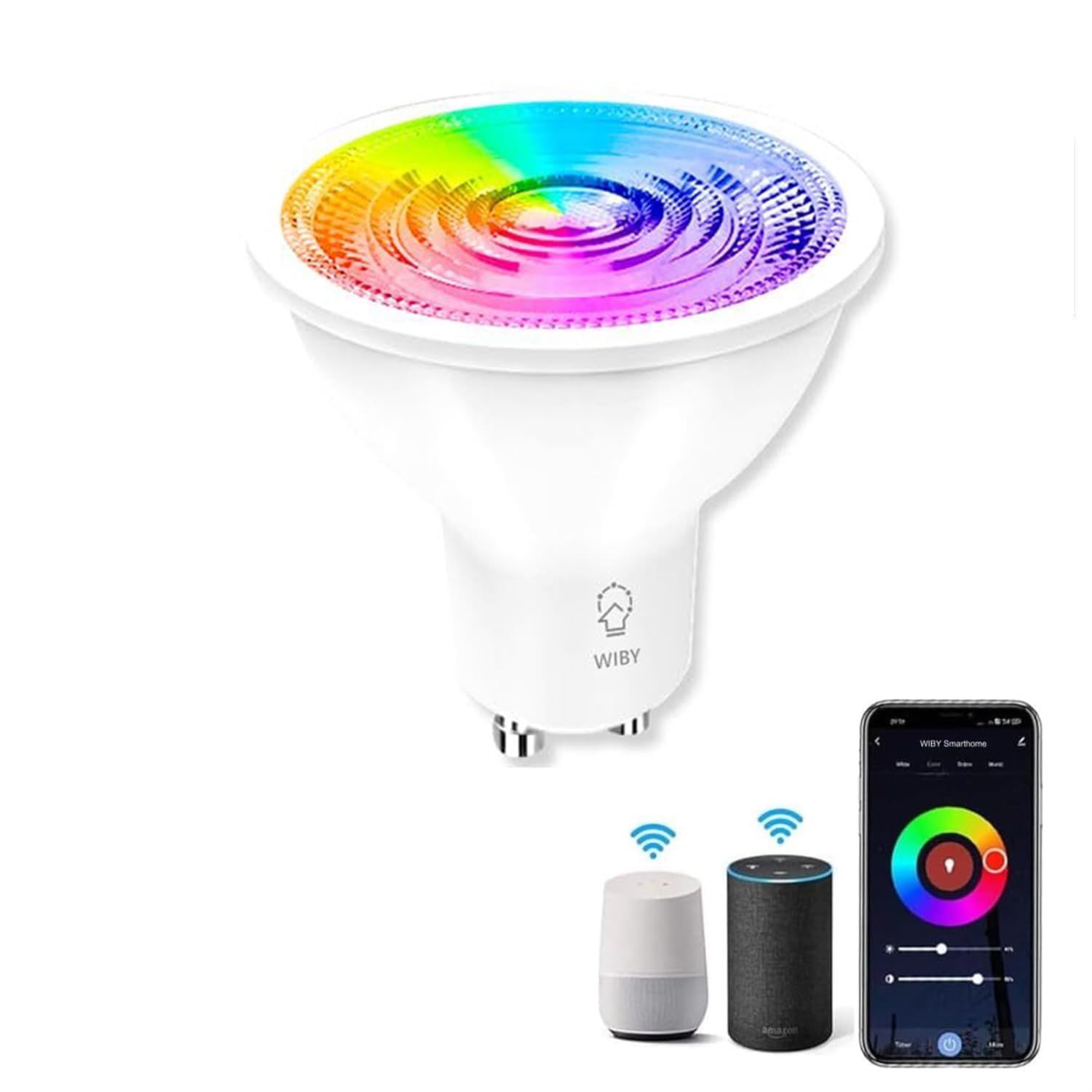 Lampadina Smart GU10 Wi-Fi 4,5W 326lm RGB + CCT 2700–6500K Dimmerabile, App Smart Life/Tuya, Compatibile con Alexa e Google Home, Lampadina Intelligente per Faretti, 1 unità 4,5w 326lm Rgb + Cct 1 unità