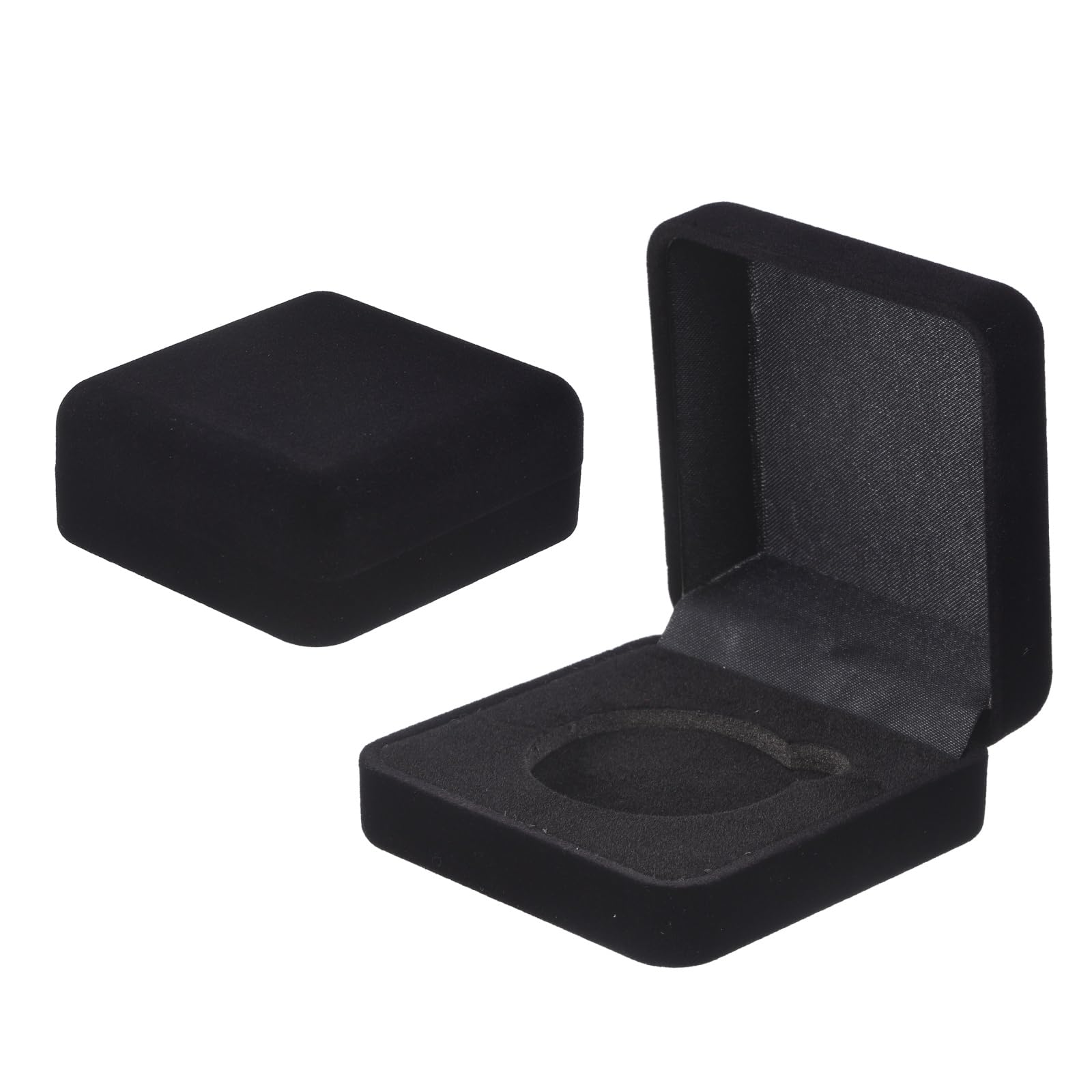 PATIKIL Velvet Challenge Coin Presentation Display Box, 40mm Coin Display Case Badge Gift Storage Protective Holder for Commemorative Medals Tokens Collection, Black