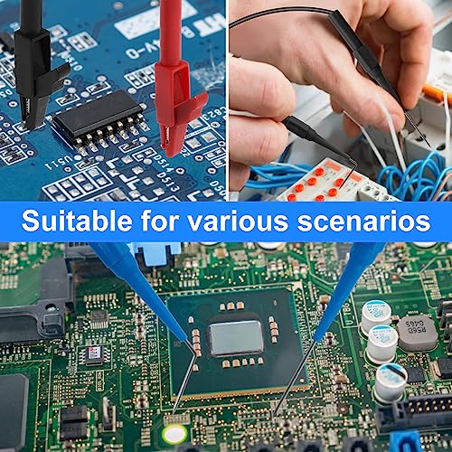 Image of 30Pcs Back Probe Kit 1000V /10A Stainless Steel Back Probe Pins with Alligator Clip Banana Plug to Alligator Clip Copper Test Lead Multi Color Car Test Probe Pins Set for Car