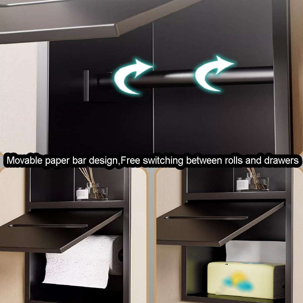 Genérico Portarrollos de Papel higiénico de Acero Inoxidable - Dispensador de Rollos de baño sobre encimera con repisa de Ducha empotrada y Organizador de cepillos de baño - Diseño Gris Que Ahorra es