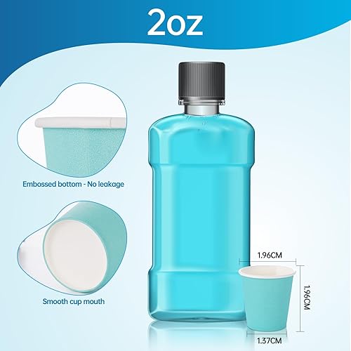 Miniatura 9 de 100 unidades  2 onzas Vasos de papel pequeños, vasos de enjuague bucal, tazas de baño, mini tazas desechables pequeñas