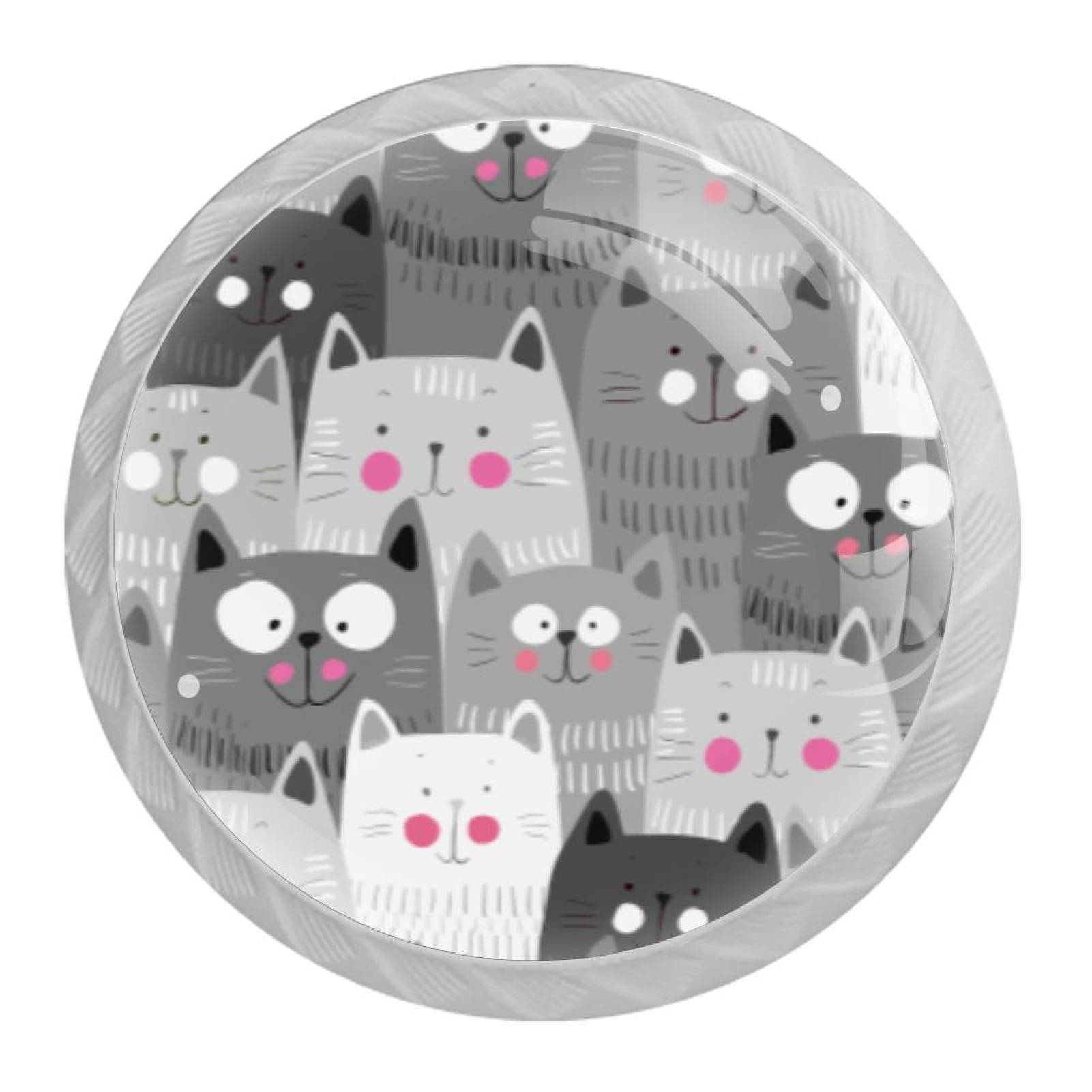 Tqmspg Multi10 4 Pieces Drawer Pulls Cats Pattern Door Knobs Dresser Handles For Kitchen Wardrobe Cupboard Hardware Furniture