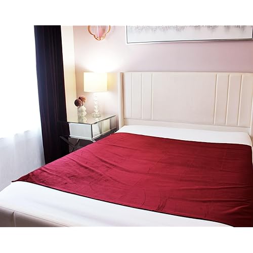 PassionMate100% Waterproof & Stain Proof Intimacy Love Blanket Bed Pad - Couples Gift - Ultra-Soft, Silent, Plush Bedsheets Protector with Tuck-in Sides for King Bed (76x55 Inch, Burgundy)