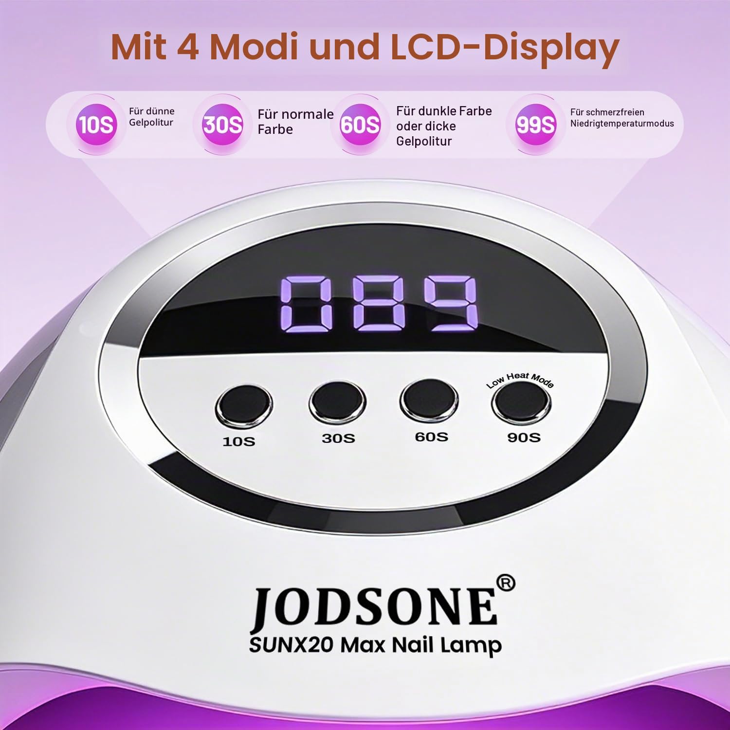 JODSONE 320W UV Lampe für Gelnägel mit Auto-Sensor, 72 LEDs & 4 Timern – Professioneller Nageltrockner für Finger-/Zehennagel, passend für alle Gel Nagellack, Gelnägel & Shellac