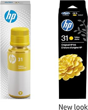 HP 31 | Ink Bottle | Yellow |Up to 8,000 Pages per Bottle|Works Smart Tank Plus 651 and Smart Tank Plus 551 | 1VU28AN | Packaging May Vary
