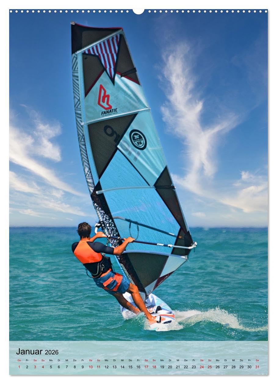 Windsurfen - Fun pur (hochwertiger Premium Wandkalender 2026 DIN A2 hoch), Kunstdruck in Hochglanz: Spektakulärere Surfszenen, aufgenommen an traumhaften Surfspots (CALVENDO Sport)