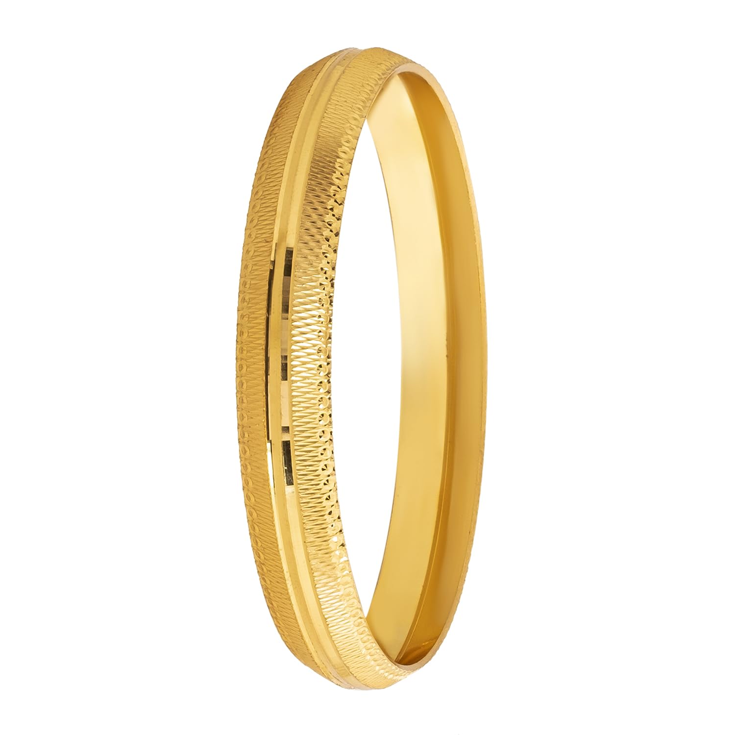 Shining Jewel Designer Stylish Self Design Amritsari Gold Colour Sikh Kada for Men (SJ_3570_G_P)