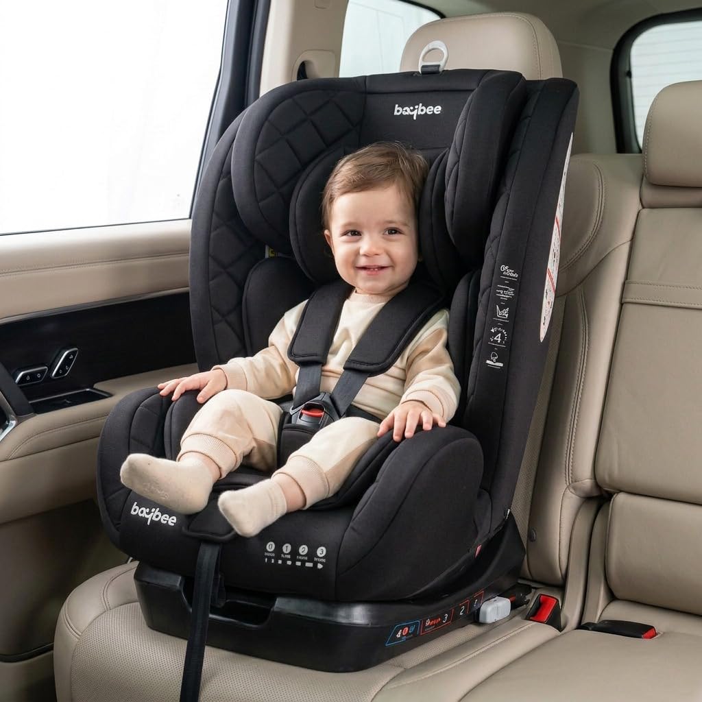 Baybee Convertible Infant Car Seat for Baby 0 to 7 Years with 3 Position Recline, Headrest Height Adjustable | ECE R44/04 Safety Certified | Travel Baby Car Seat for Toddlers Kids (Dark Black)-image-11