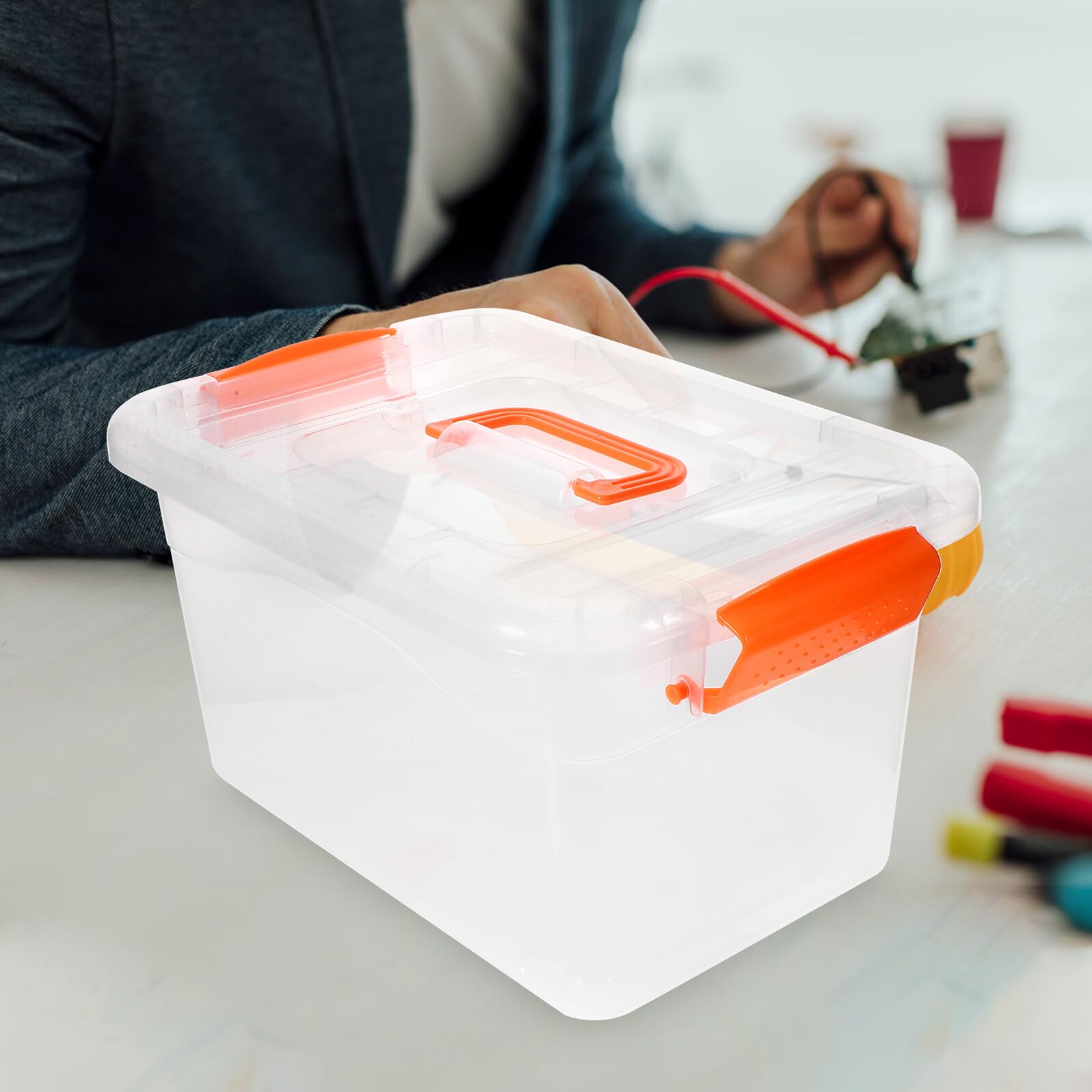 VANZACK 6 piezas Cajas de Almacenamiento Portátiles con Tapa y Asas Contenedores Transparentes Reutilizables para Organización Doméstica Oficina y Despensa
