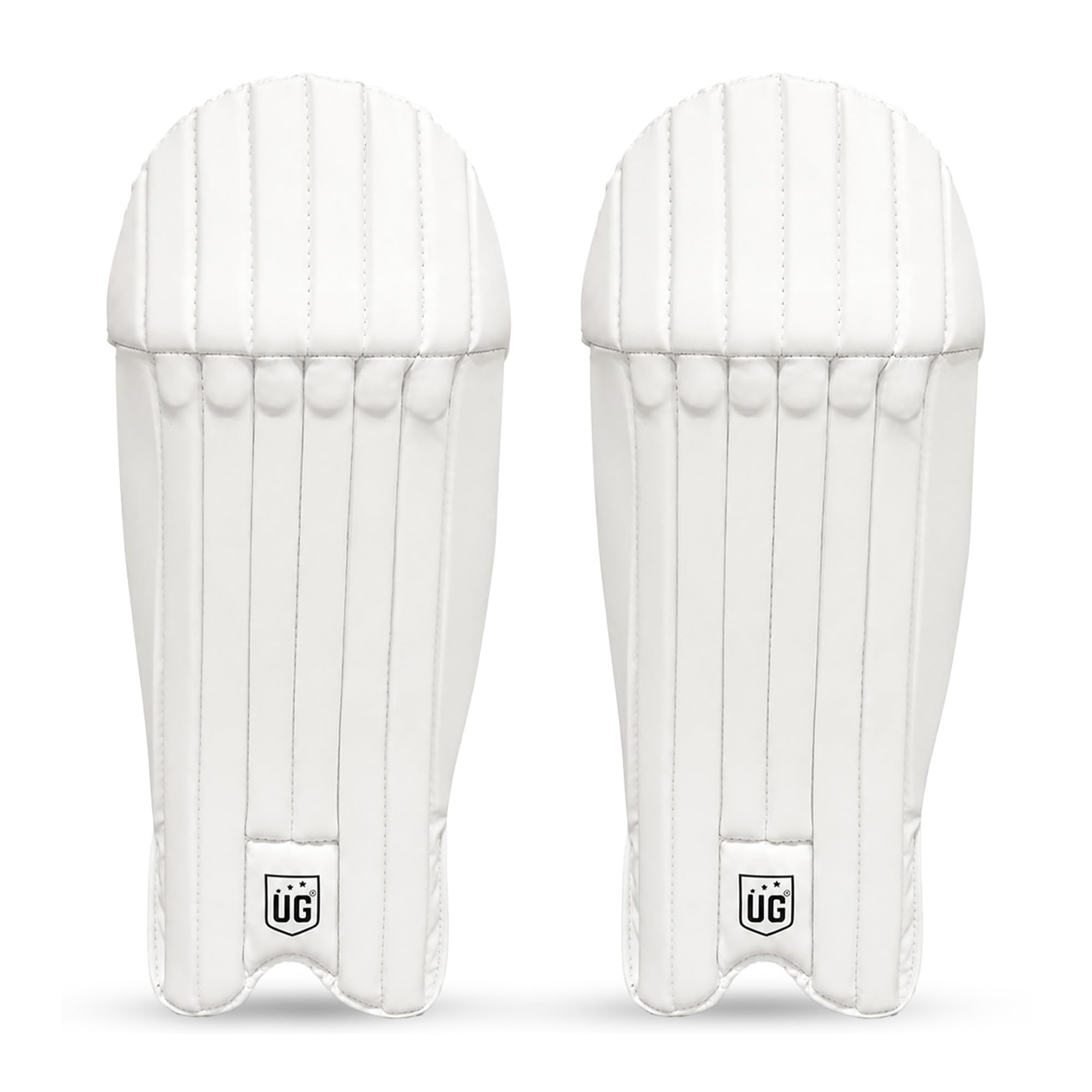 UG Sports Cricket Wicket Keeping Leg Guard Pads | White | Adjustable Straps | High-Density Foam Protection | Lightweight & Comfortable | Ideal for Practice & Match Play (Junior Size)-image-3