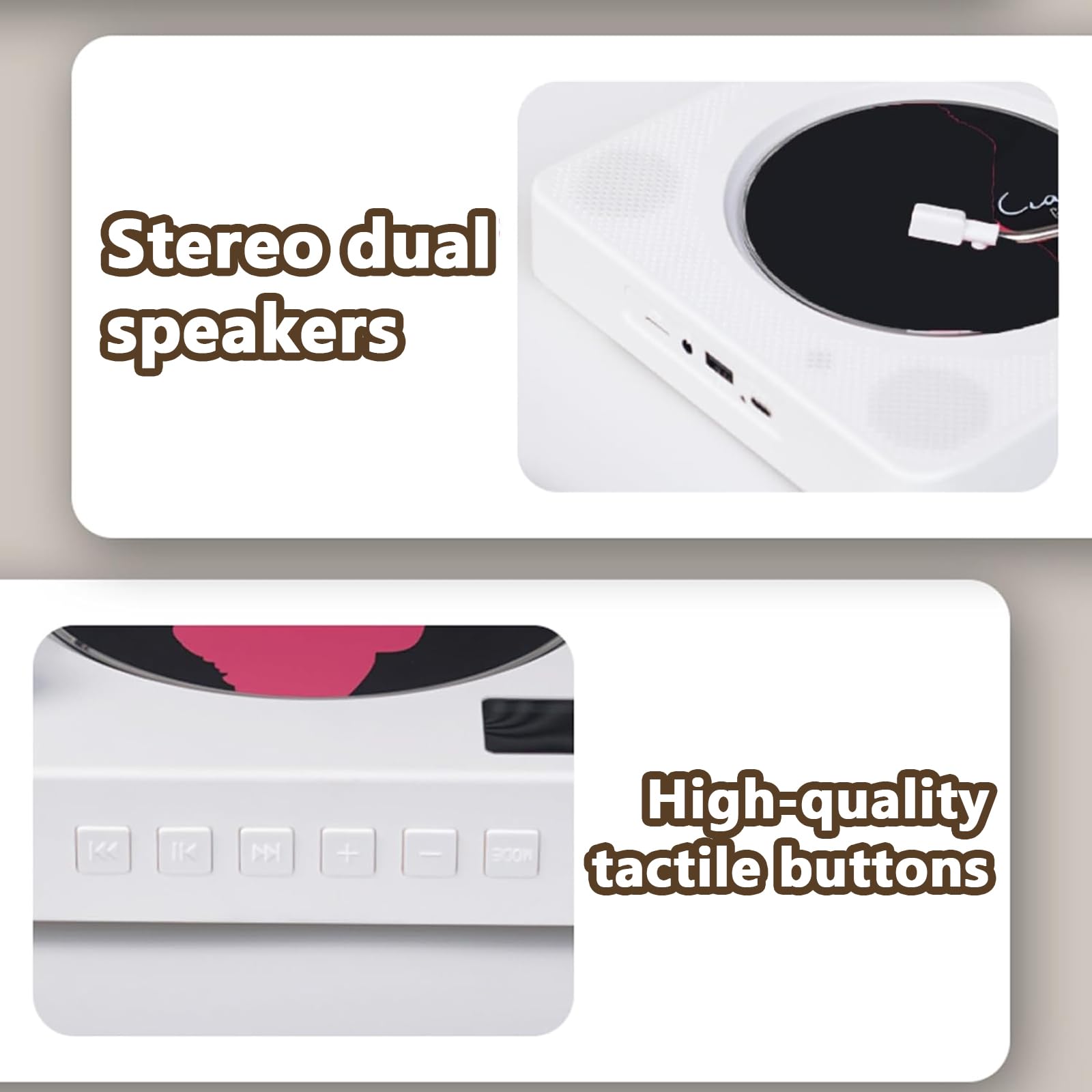 Ścienny odtwarzacz CD, przenośny odtwarzacz CD z Bluetooth 5.0, obsługuje płyty CD/CD-R/CD-RWMP3/WMA, z pilotem zdalnego sterowania, może być transkrypowany na dysk USB, do galerii domu i biura