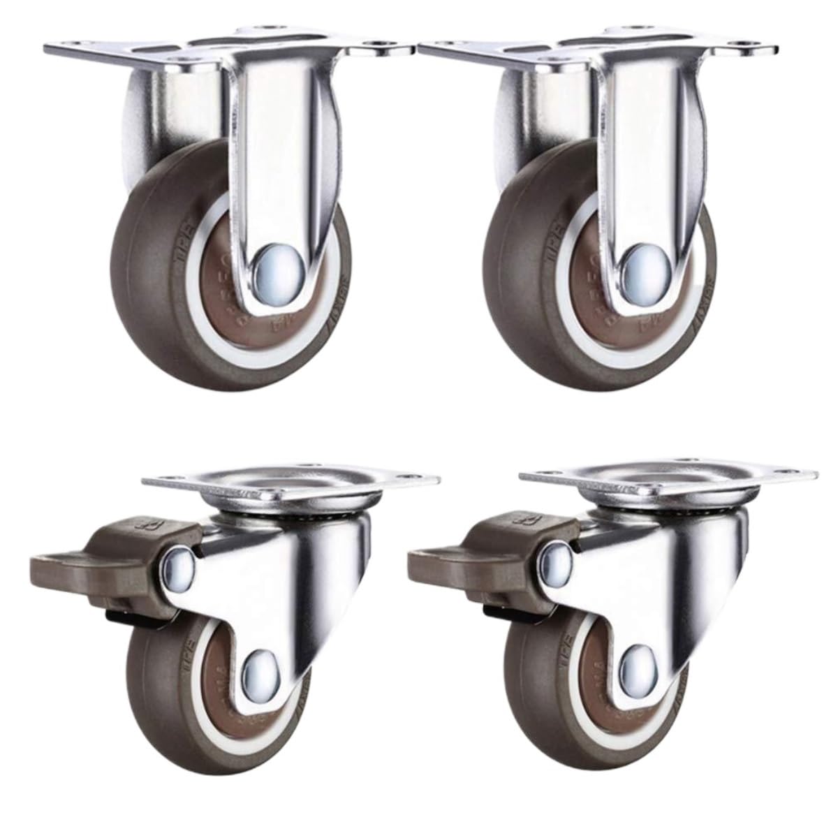 Ruedas giratorias de Goma Resistentes y silenciosas para Muebles, con rodamientos de Bolas, Paquete de 4 Unidades. Permiten Mover Objetos.