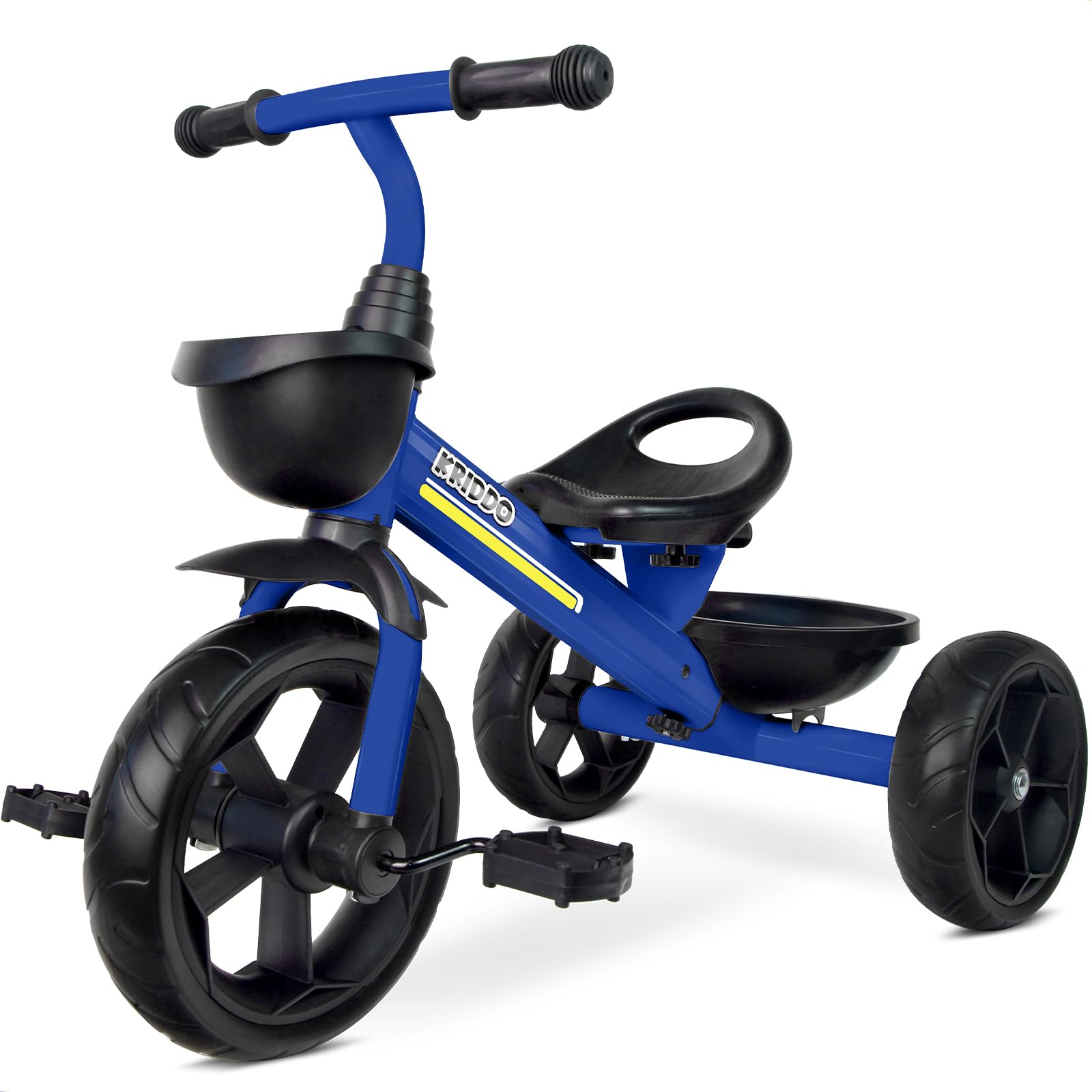 KRIDDO Kids Tricycles Age 24 Month to 4 Years, Toddler Kids Trike for 2.5 to 5 Year Old, Gift Toddler Tricycles for 2-4 Year Olds, Trikes for Toddlers, Sporty Styling, Blue