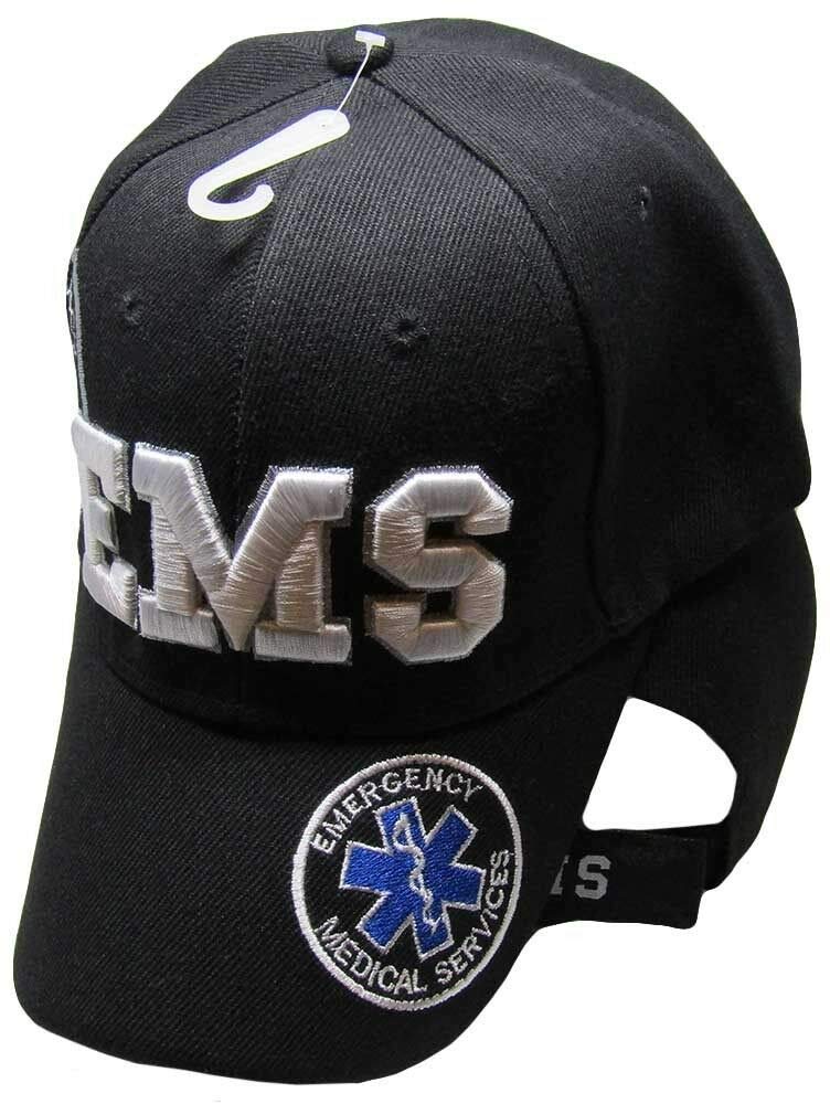 AES Embroidered Black EMS Emergency Medical Service Shadow Baseball Style Cap Hat
