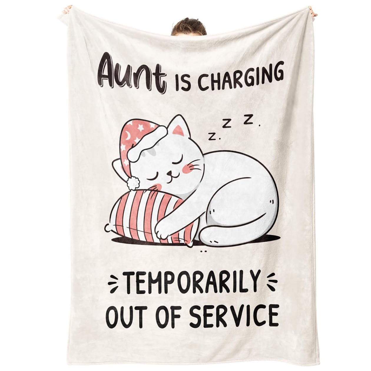 MEKLITRZ Flannel Blanket with Cat Pattern - Cozy Sofa Blanket for The Living Room, for Birthday, Christmas, Father's Day(Aunt,100x130cm)