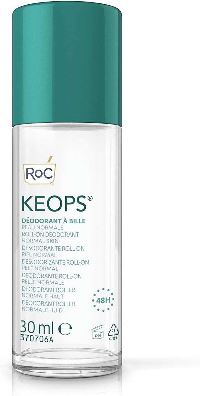 RoC - KEOPS Roll-on Deodorant - Normal Skin - Anti-Perspirant - 48 Hours Efficacy - Alcohol-Free and Fragrance-Free - 30 ml