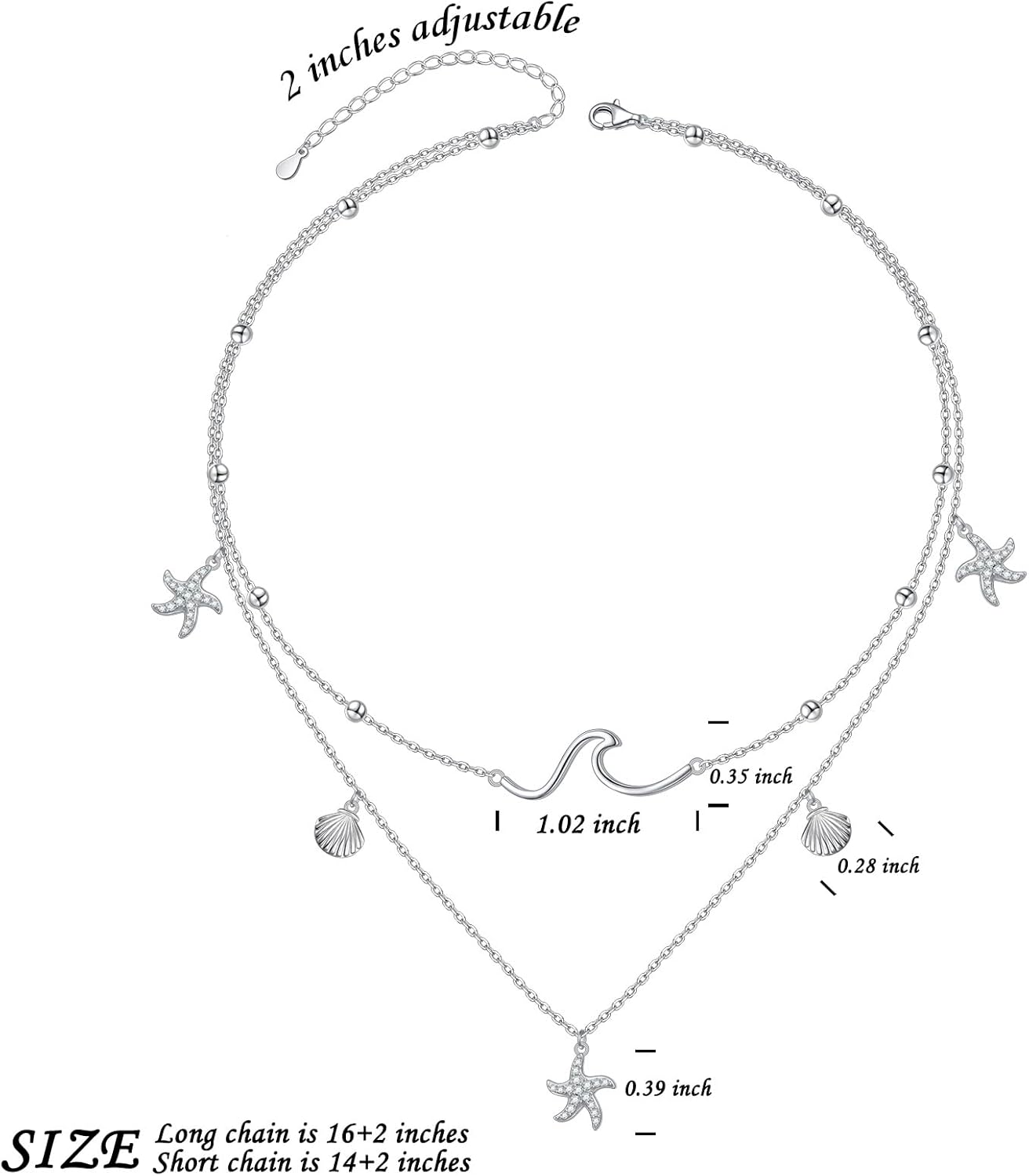 Layered Necklaces for Women S925 Sterling Silver Chokers Necklace for Women Circle/Heart/Double Circle/Cross/Star/Evil Eye Necklace Handmade Bead Necklaces Adjustable - Image 6