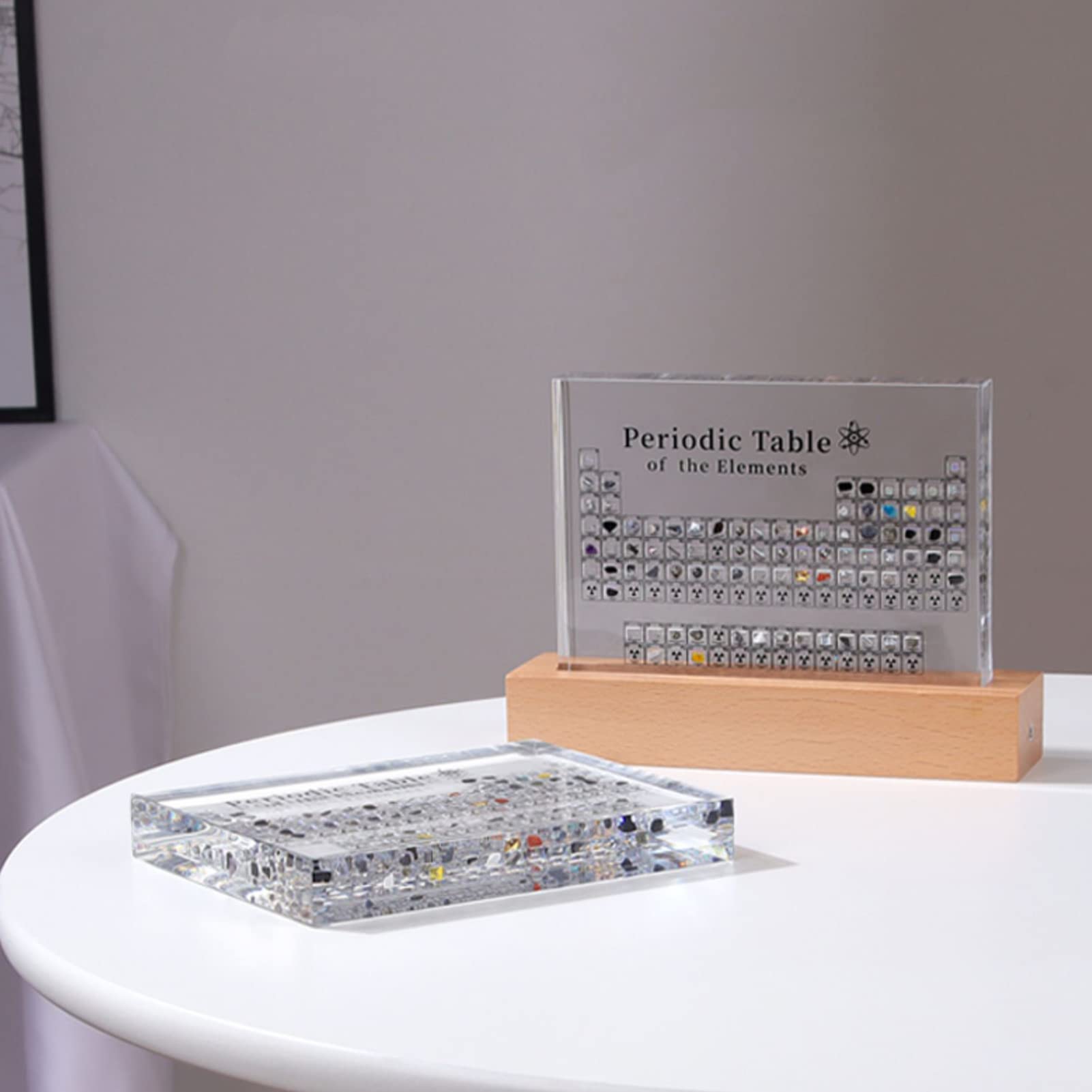Clear Acrylic Periodic Table Display With Real Elements Teaching School Day Birthday Gifts - View #2