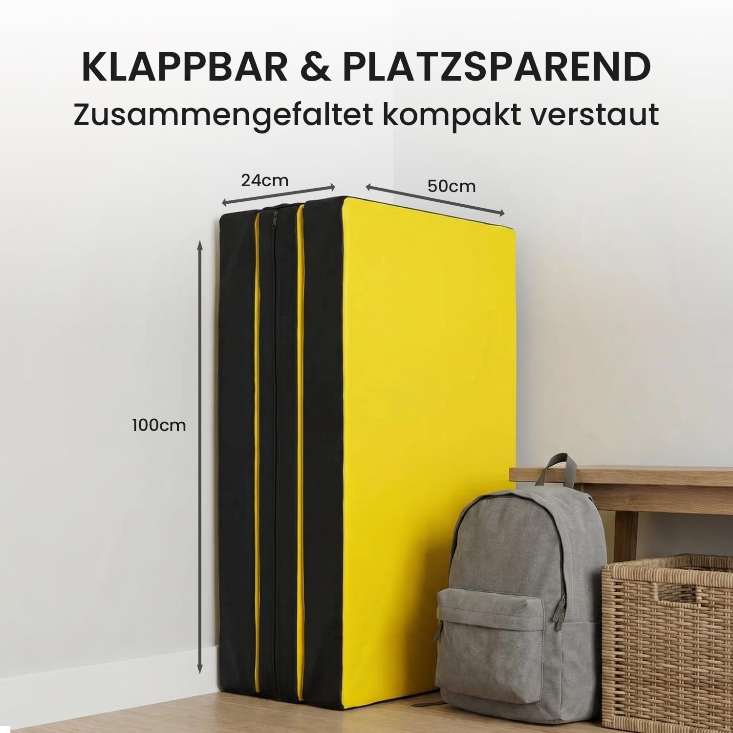 Jeflex - klappbare Weichbodenmatte & Turnmatte 150 x 100 x 8 cm MADE IN GERMANY/Gymnastikmatte tragbar/platzsparende Fitnessmatte & Yogamatte/Spielmatte für Kinderzimmer