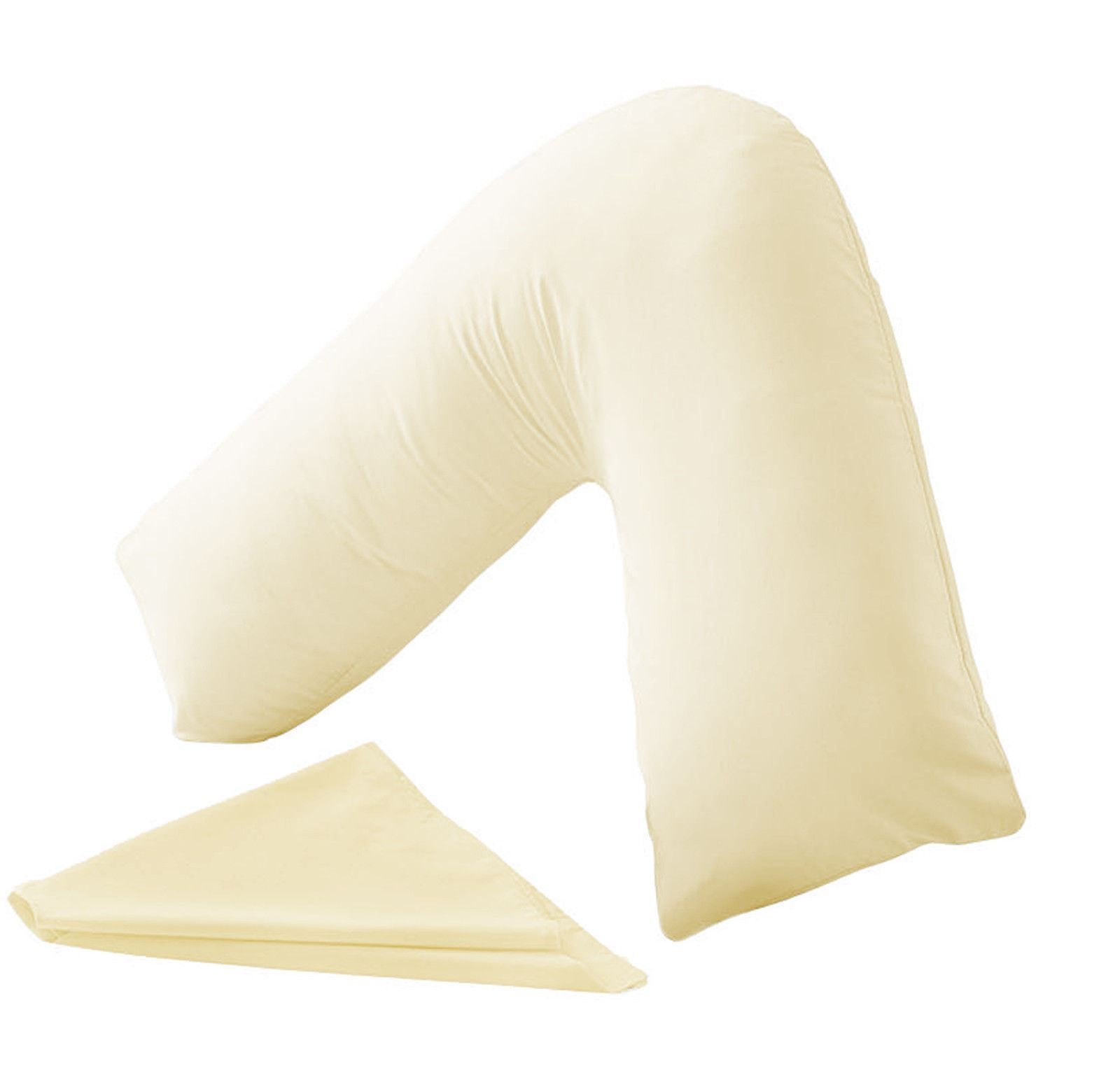 V Shaped Pillow Orthopedic Back & Neck Support/Pregnancy/Nursing Pillow With Complimentary Cream Pillowcase Cover FREE By Comfort Collections