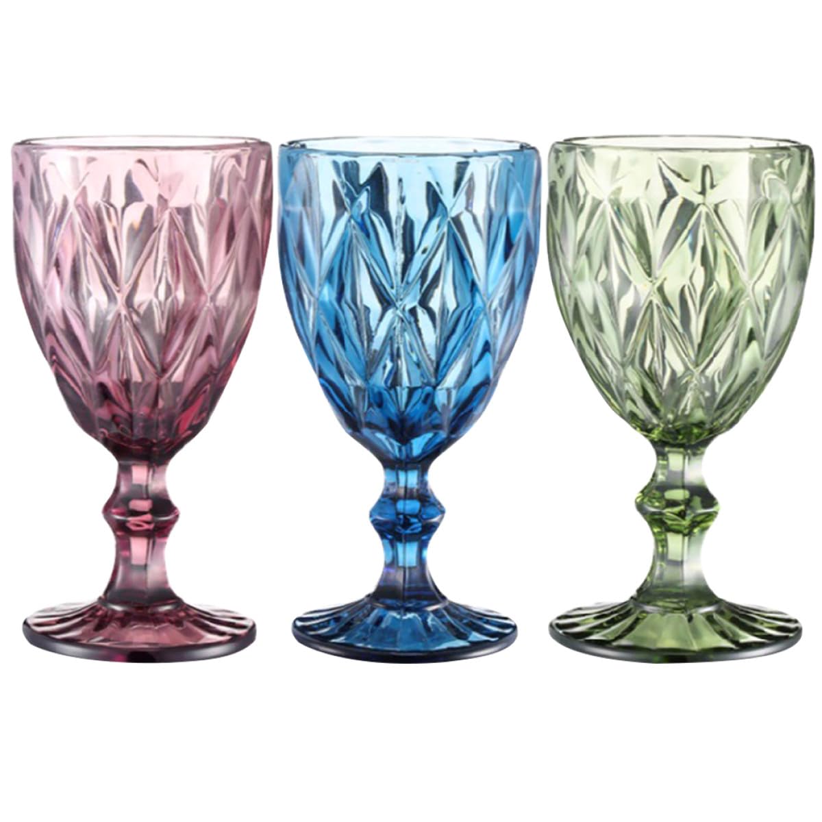 SHINEOFI 3 Copas de Vino de Vidrio Cristalino Resistentes y Fáciles de Limpiar Vintage Diseño Único Ideales para Bares y Eventos Obsequios