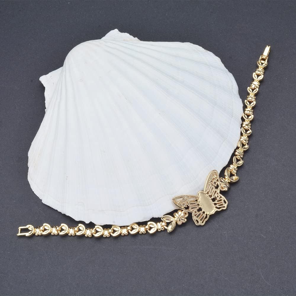 Giffor 18cm (7.08 inch) Oro Laminado Jewelry Butterfly Tricolor Guadalupe 14K Gold Plated Virgin Mary Bracelets for Women Bangles Gifts Lady Pulsera de la Virgen de Guadalupe.Chapa de Oro. - Image 6