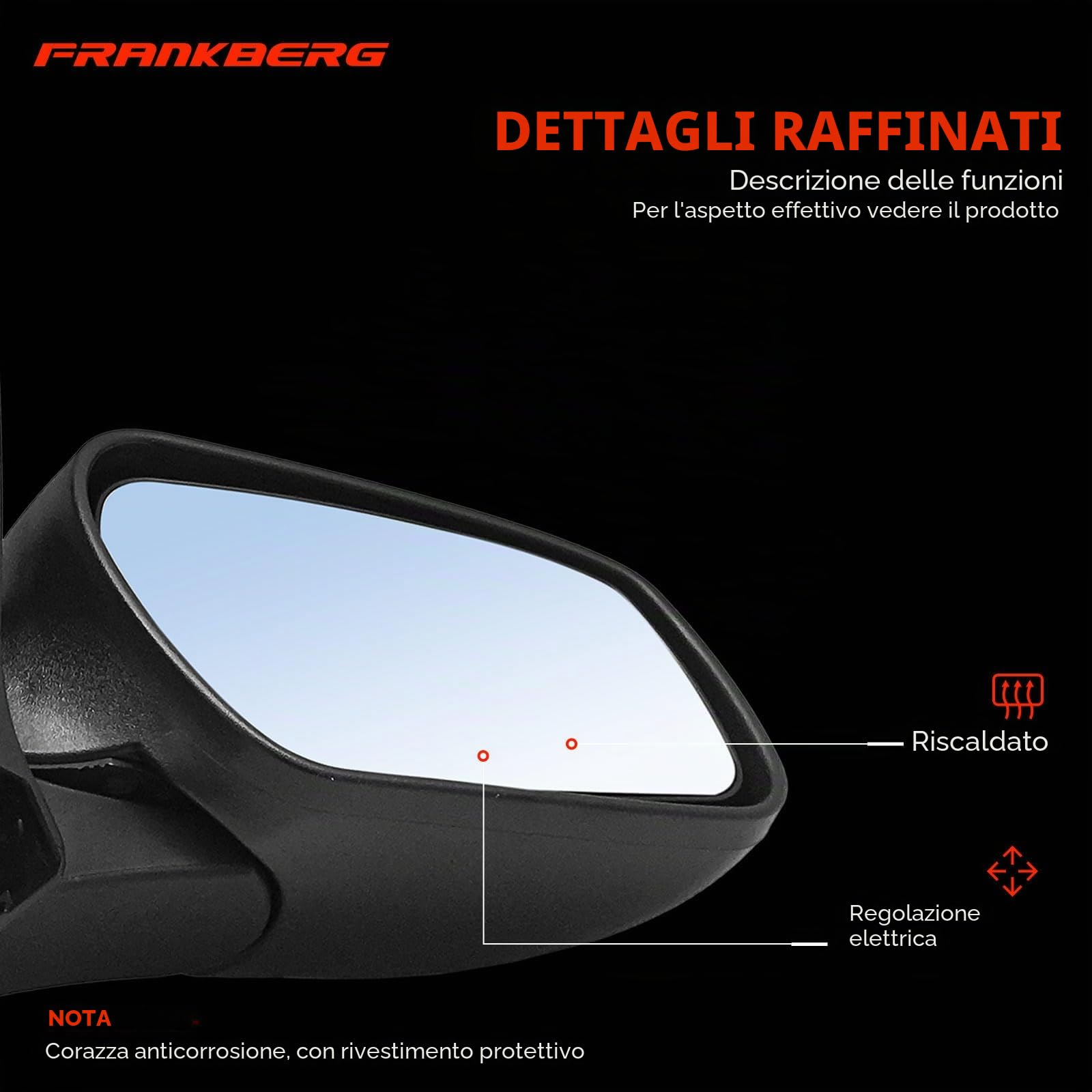 Frankberg Specchietto retrovisore esterno elettrico destro 5 Poli 1444260 | Riscaldato; Compatibile con: Fiesta V Van, Fiesta V JD JH