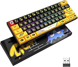 XVX M61 Tiger Keyboard Children's Mechanical Keyboard Wired 2.4G Wireless Gaming Keyboard Gateron Yellow Switch, RGB Backlit Ergonomic Keyboard for Windows Mac PC Gamers