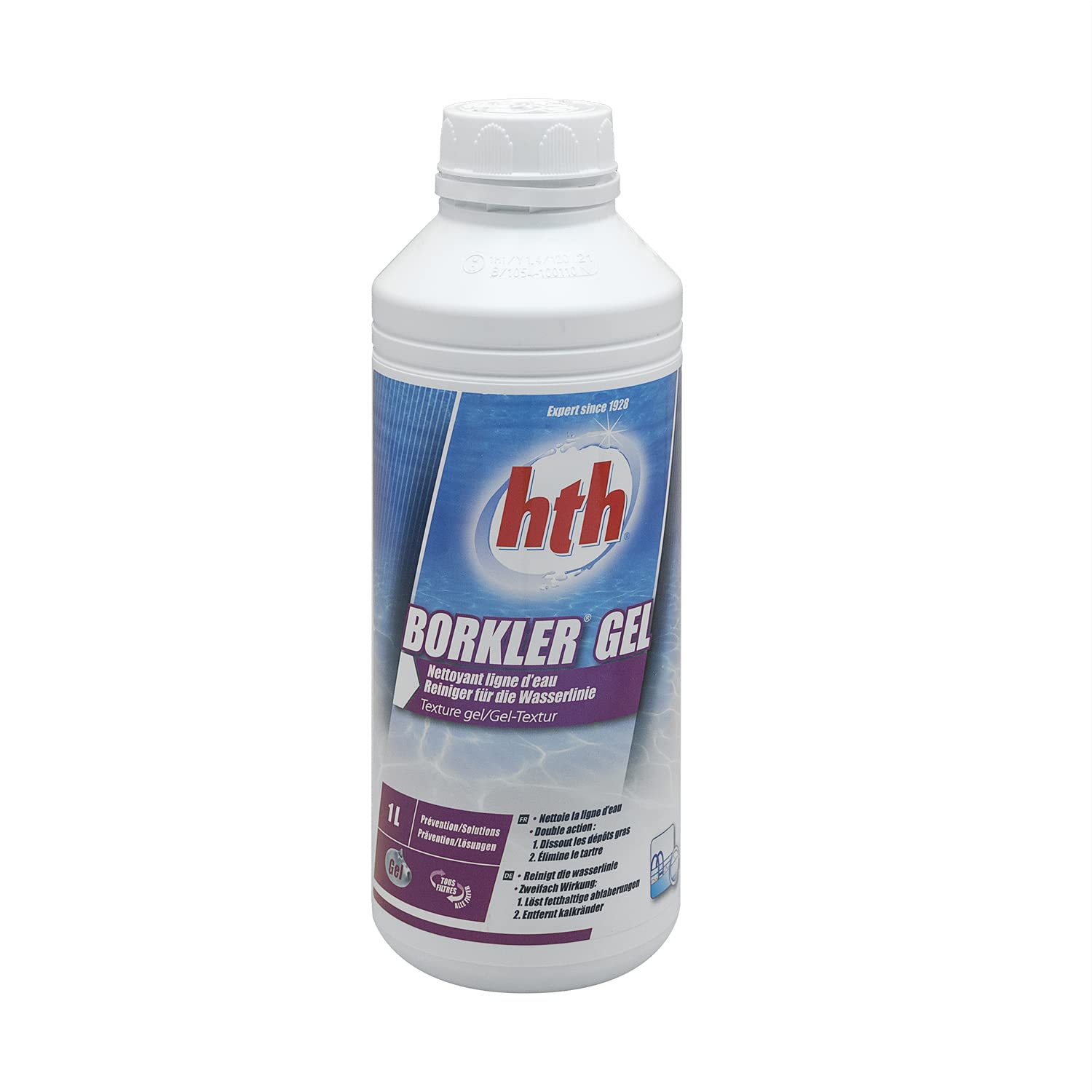 HTH BORKLER Gel - 1L | Nettoyant Ligne d'eau + 10 Tests HPS OFFERTS 6 en 1