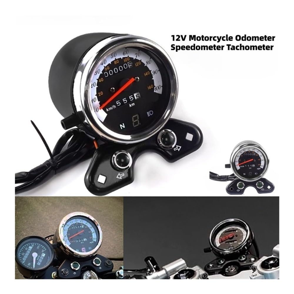Compteur Accessoires universels en aluminium pour moto, 12V DC, odomètre, compteur, tachymètre, double pour CB125