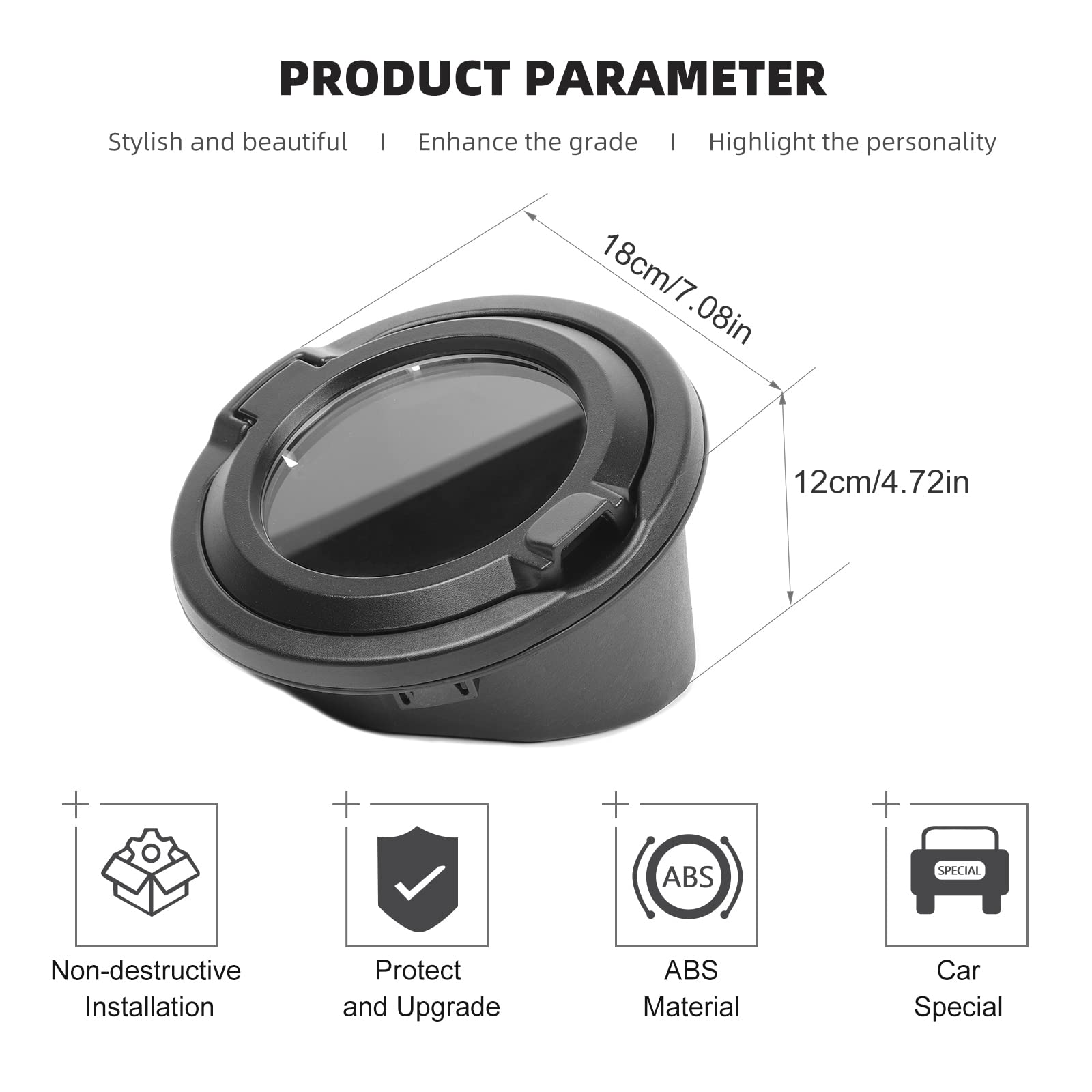 CheroCar for Jeep Gas Cap Cover Fuel Tank Door for 2018-2022 Jeep Wrangler JL JLU 2/4 Door, Transparent Cover