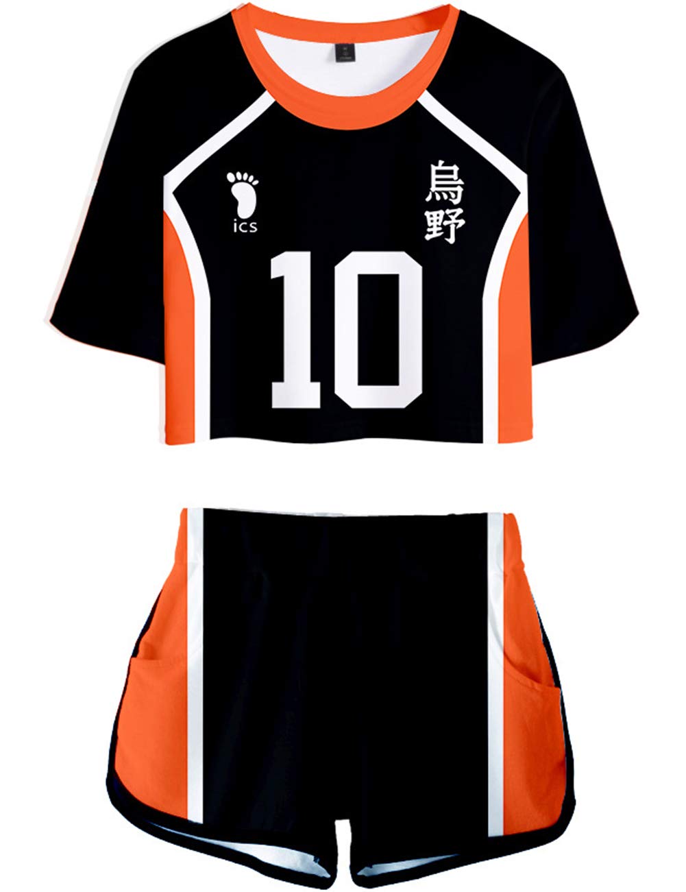 Hinata Shoyo Cosplay Costume High School Volleyball Uniform Shirt Shorts Set