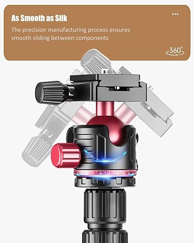 Miniatura 5 de CAMBOFOTO Trípode de cámara profesional de 74 pulgadas, cabeza esférica de aluminio DSLRSLR trípode y monopie con bolsa de transporte compatible con