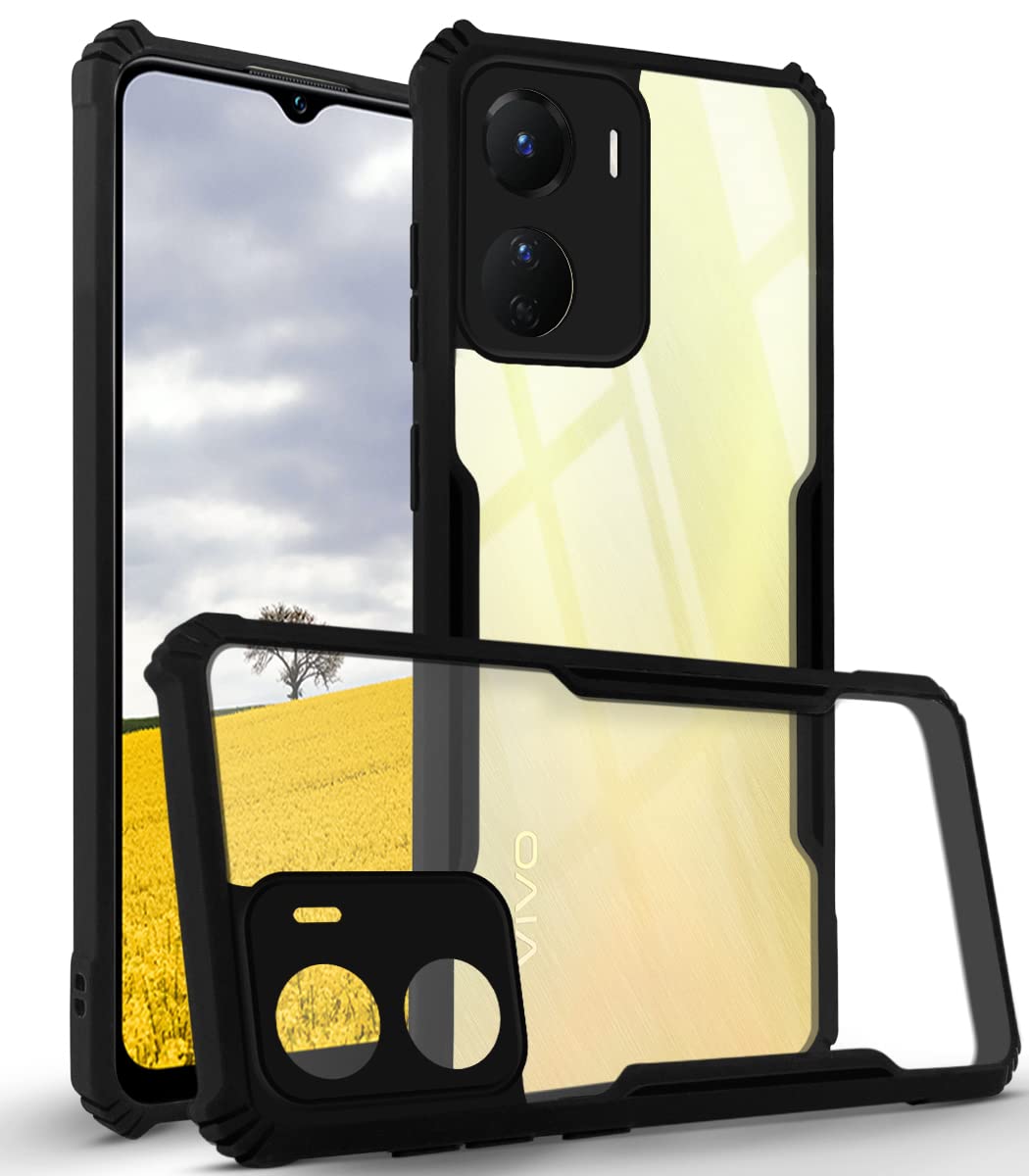 Jkobi Back Cover Case for Vivo Y16 (Crystal Glass Back | Camera Protection | Shockproof | Professional Black) (B0BVLV9KX4) Amazon Price History, Amazon Price Tracker