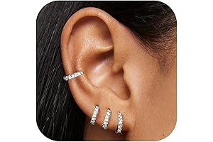 Dainty Tiny Cubic Zirconia Cuff Silver Huggie Earrings