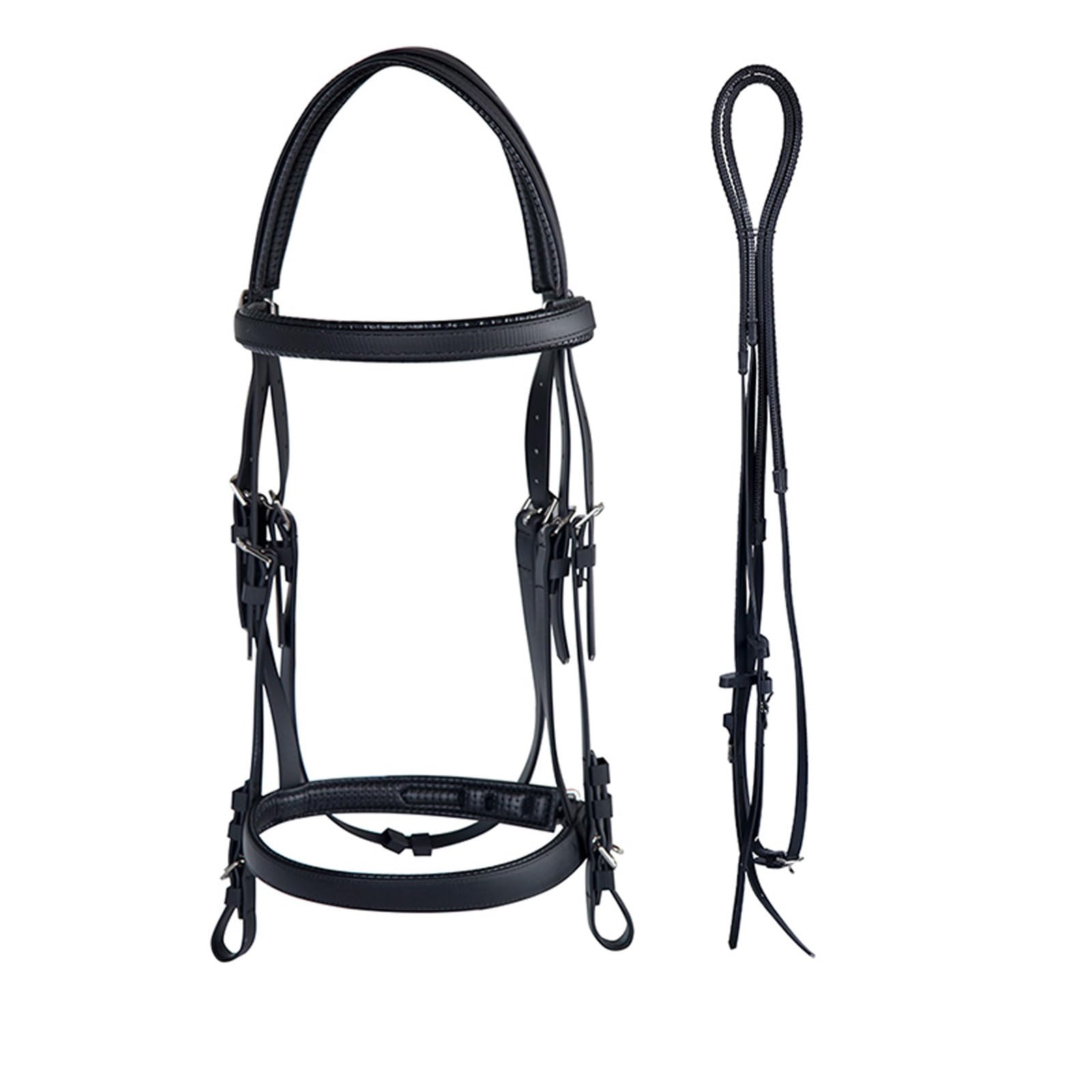 Cabeza de jaula de nylon pesada ajustable, Brida de caballo negra XS/S/M/L cómoda cabeza ecuestre acolchada ajustable suave(Small)