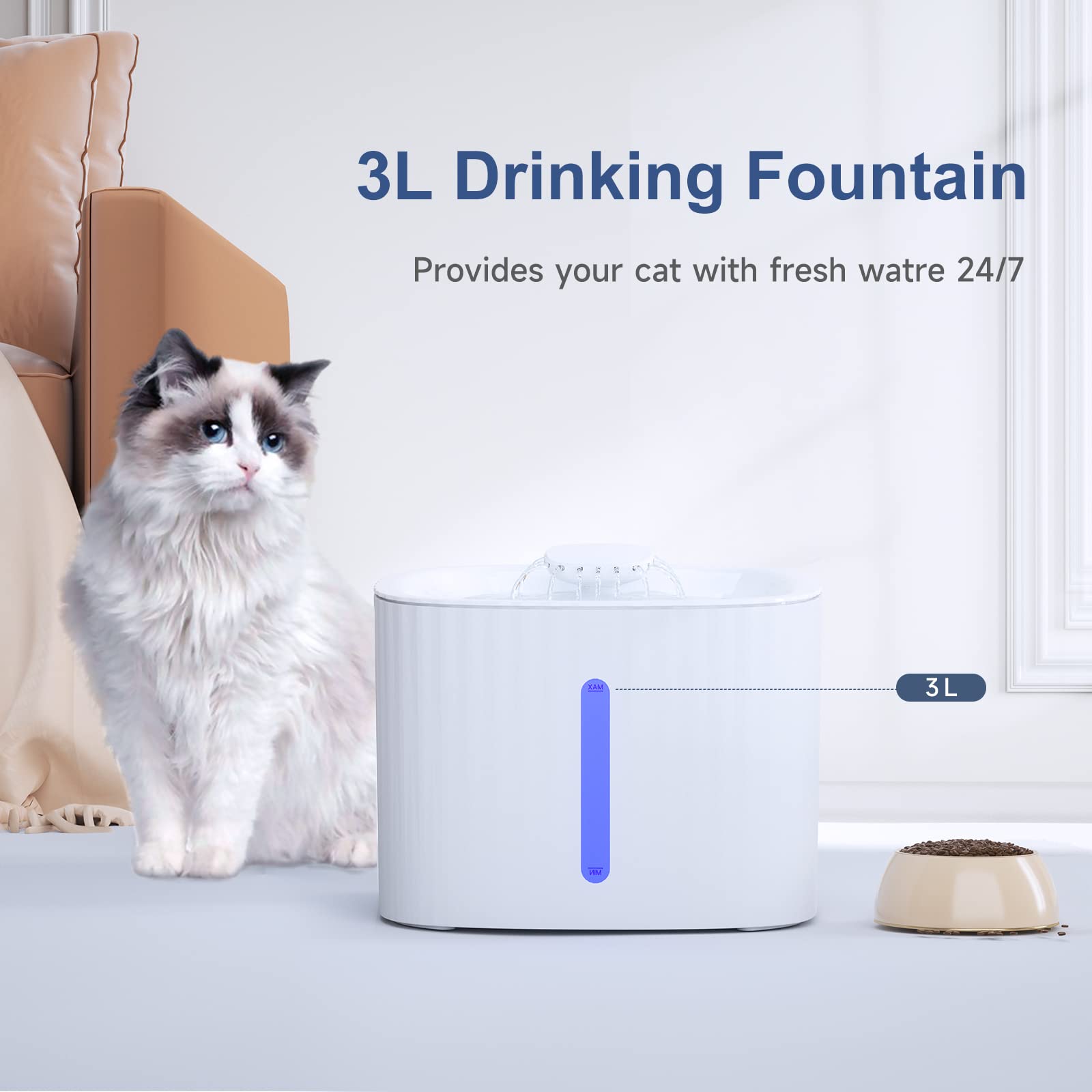 Cat Water Fountain, 3L Automatic Electric Flower Style Dispenser