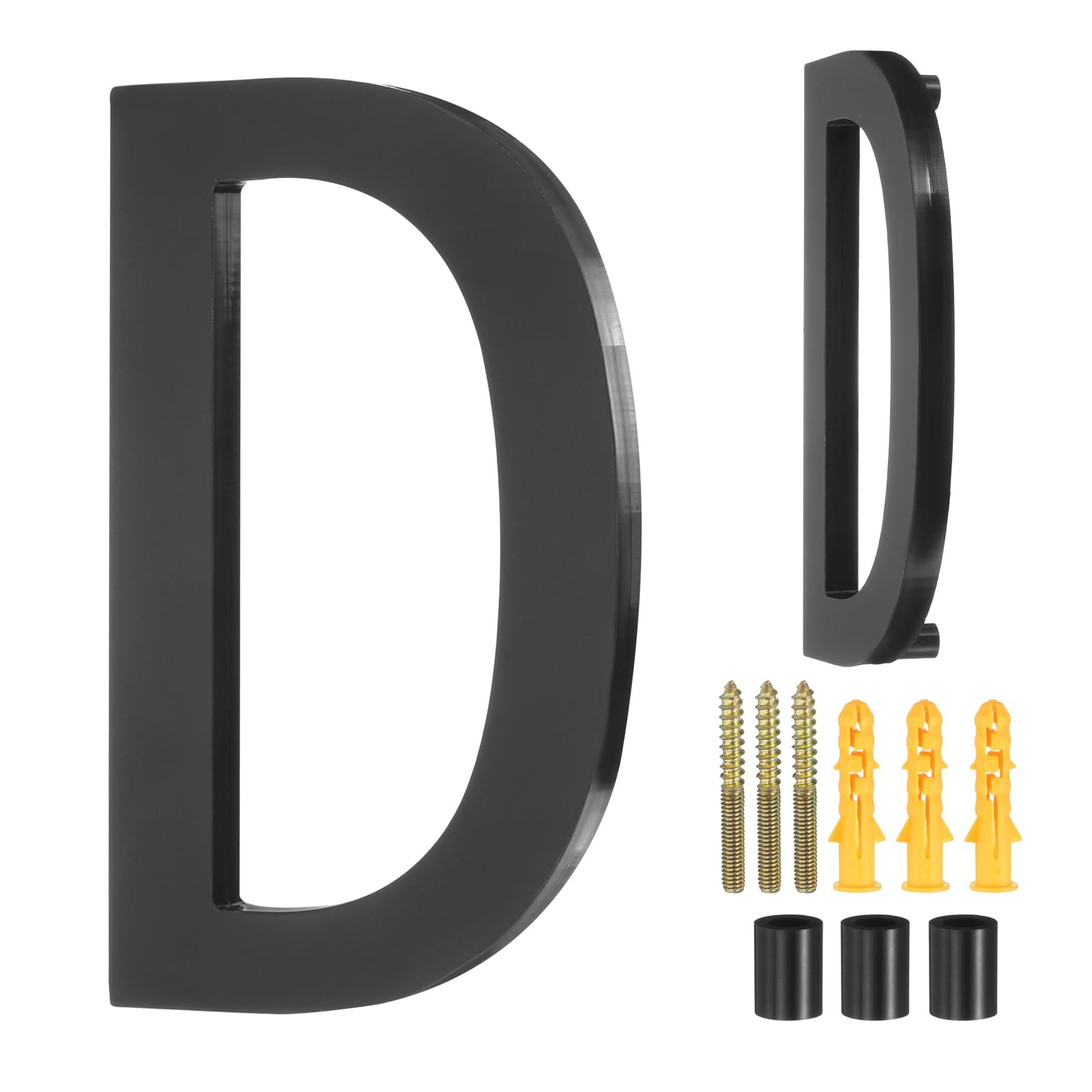 sourcing map Floating House Letters, 6 Inch Acrylic Modern Address Letter for Outside with Nails Kit for Home Street Office Mailbox Sign(Letter D, Black)