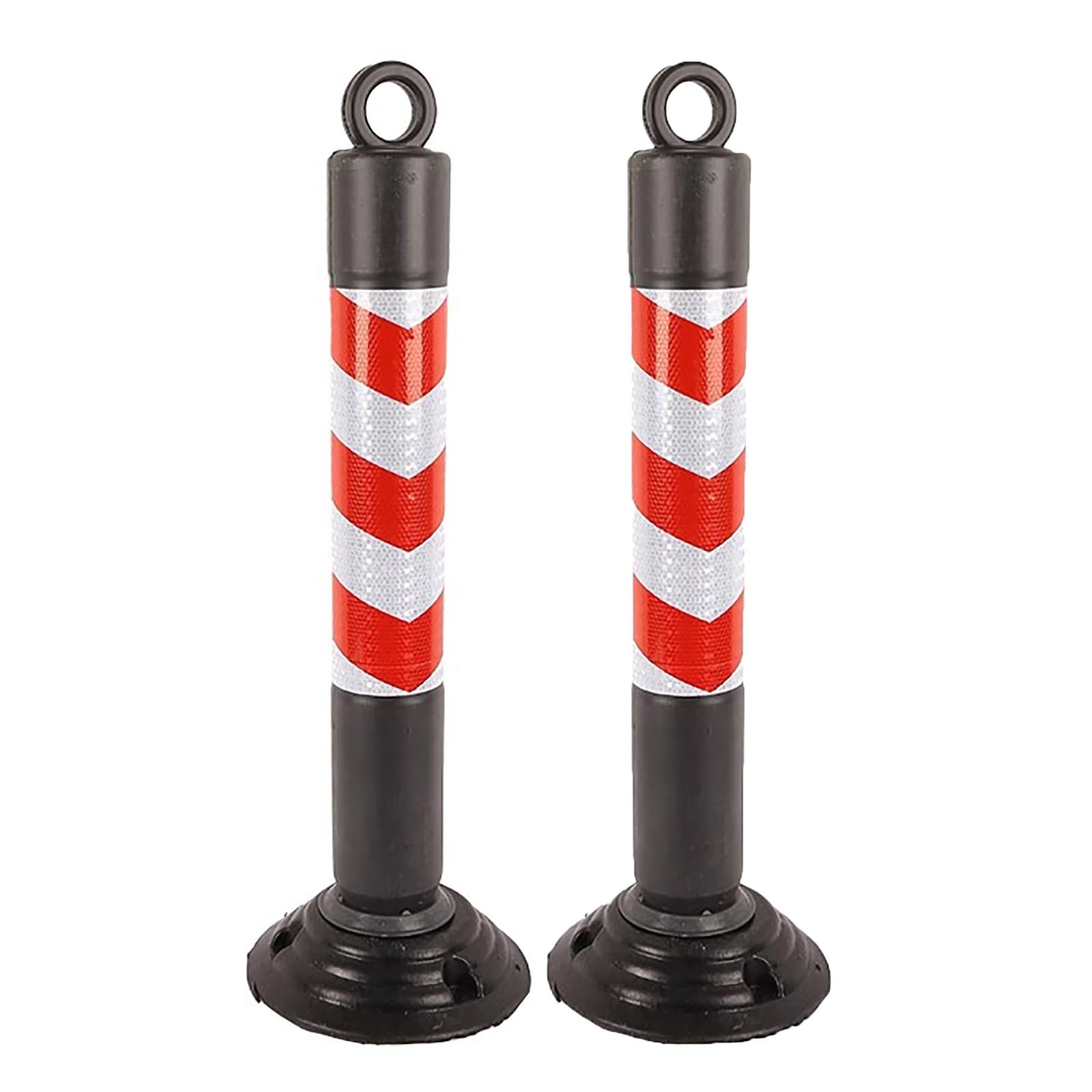SaryEdge Flexible Reflective Safety Bollard Post with Base Kit for Portable Traffic and Parking Barrier Warning,Black-2pcs,Black-2pcs