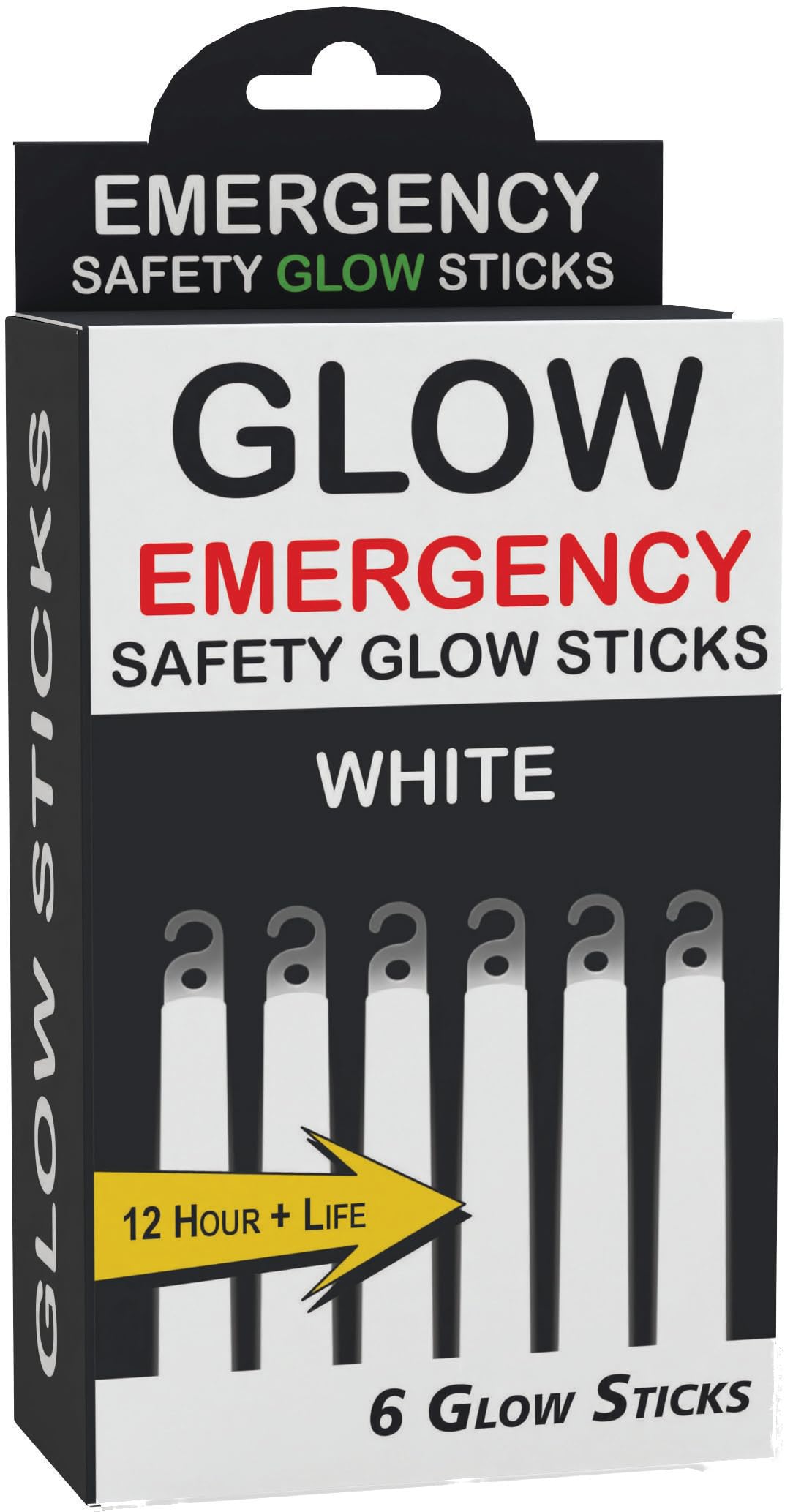 Glow Sticks, Emergency Glow Sticks, 12 Hour Life, Survival Gear, Boating at Night, Camping Lights, Power Outages, Military Use - 6" Inches Long - 6 Glow Sticks