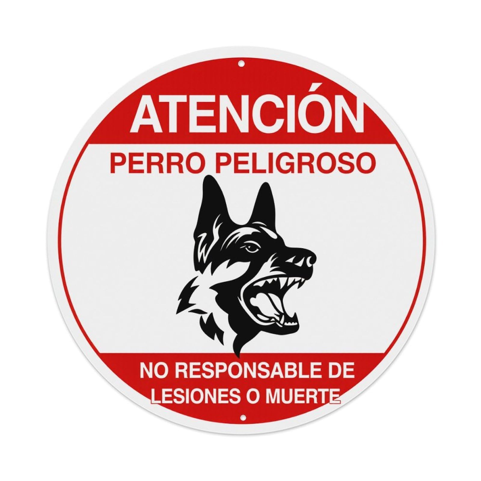 Attention Dangerous Dog Not Responsible For Injuries Or Death Round Tin Sign Vintage Style Metal Sign Home Bar Garden Wall Plaque Decor Metal Poster 8x8 Inch