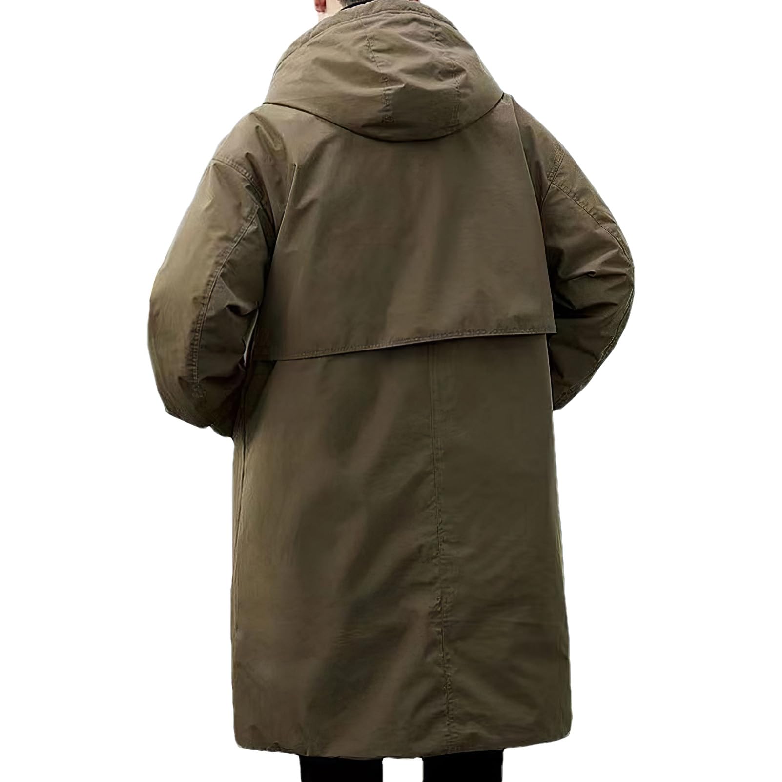ANUFER Uomo Termico Cotone Imbottito Giacca Parka Media Lunghezza Incappucciato Inverno Trench Cappotto