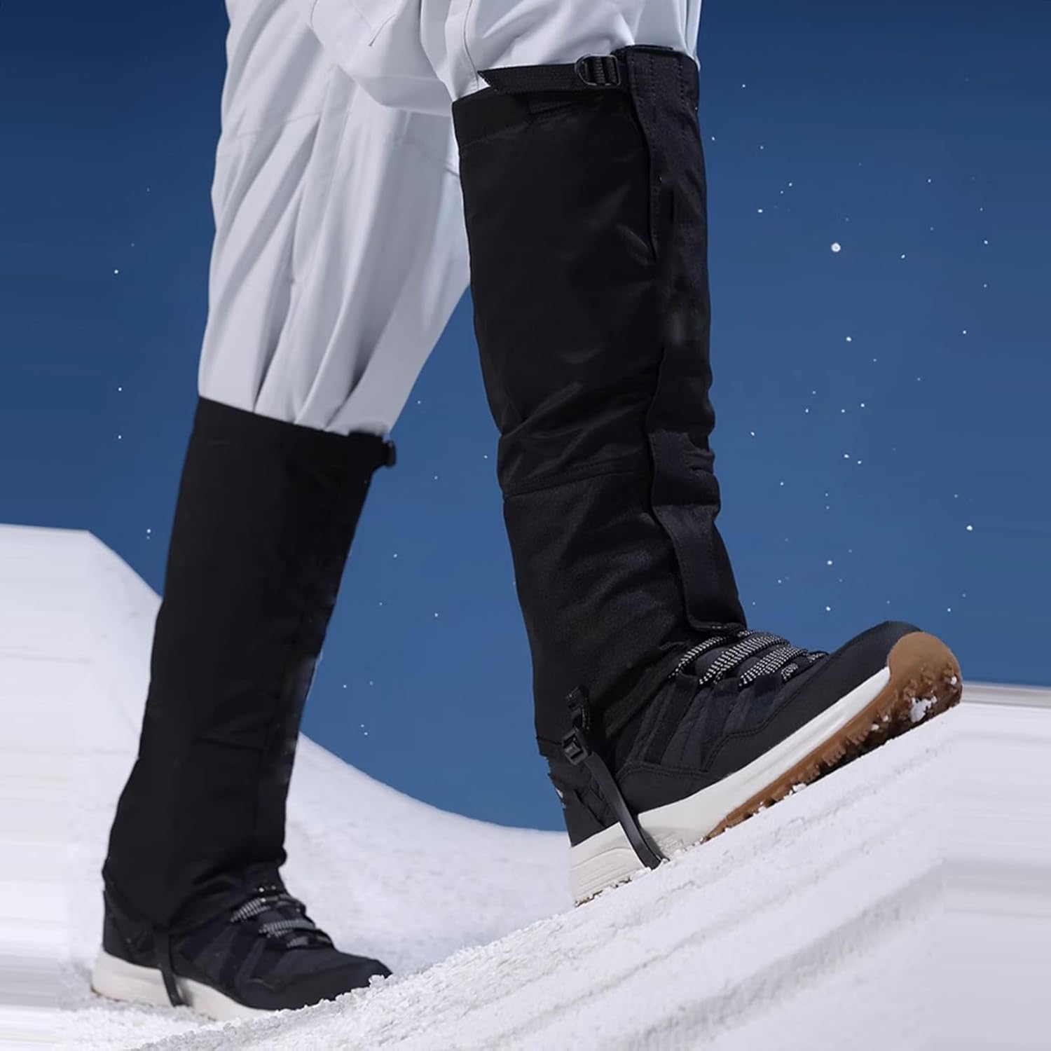 Snow-Resistant,Fleece-Lined,and Warm Leg Gaiters,Lightweight Rain Shoe Gaiters,for Mountain Snow,Hiking,Skiing,Walking,Climbing, Hunting(Color1,Medium)