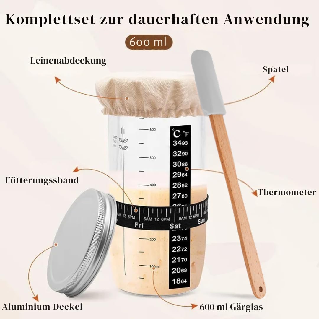 HeldenPilz® | FRISCHER BIO SAUERTEIG | Set zum Brotbacken + Geschenk | knuspriges Brot selber machen inkl. Anleitung und Rezepten | 100% natürliche Zutaten (Komplettset Roggen)