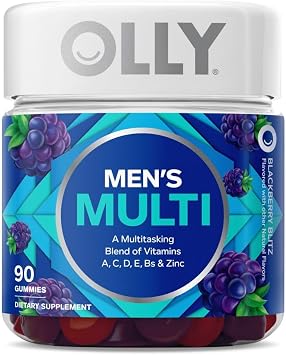 OLLY Gummy Active Immunity+Elderberry 45 Gummies, Men's Multivitamin Gummy Vitamins A, C, D, E, B, Lycopene, Zinc, 90 Count
