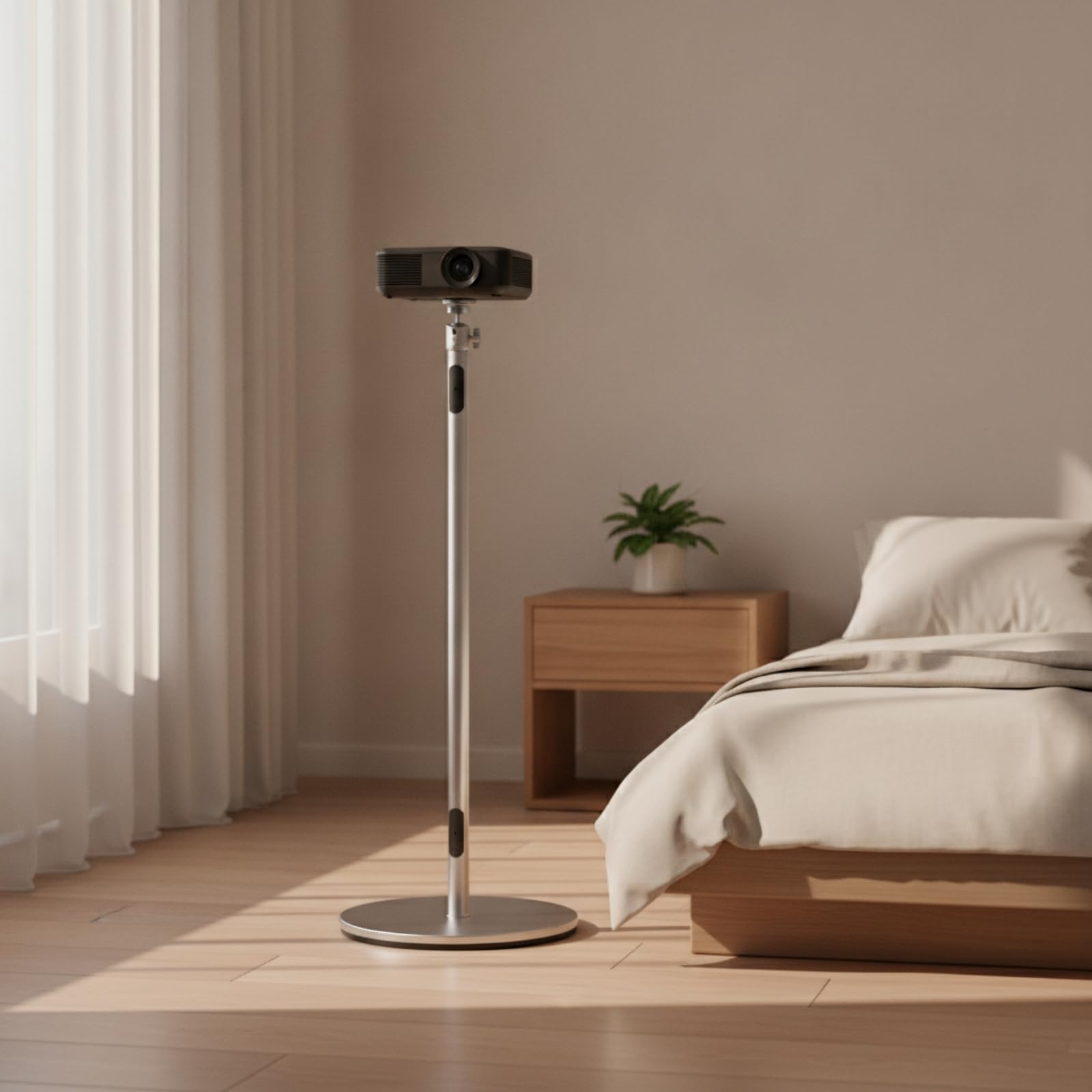 MagiDeal Support Stand Supporto Proiettore Pavimento Asta Telescopica con Inclinazione Fluida E Base Rotonda Compatta in Lega di Alluminio E Acciaio Adatto per, Argento, Altezza Regolabile 250-760