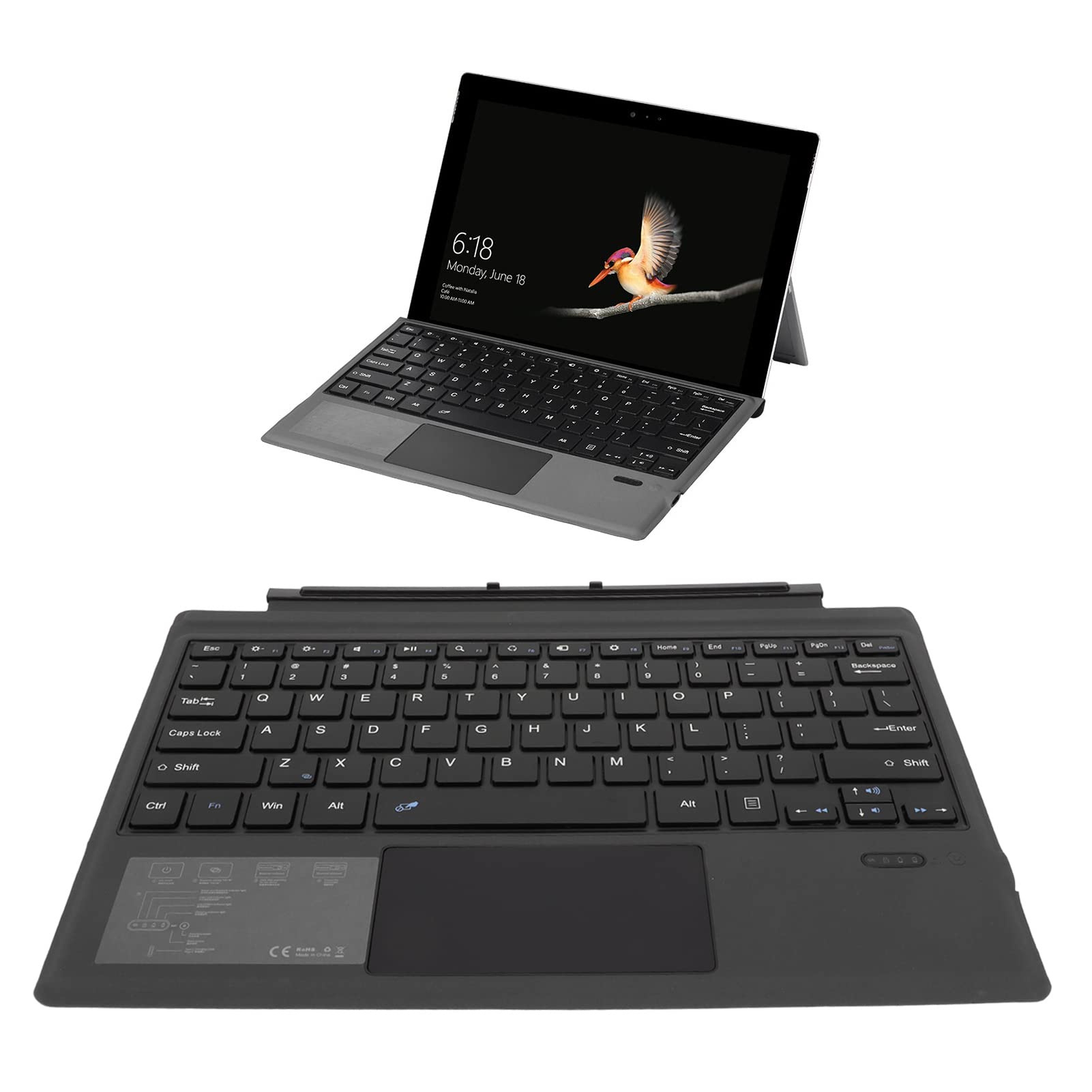 Cover con Tasti per PRO Wireless, Tastiera Wireless Portatile Sottile con Touchpad per PRO 7+/PRO 7/PRO 6/PRO 5/PRO 4/PRO 3, Ricarica USB C,