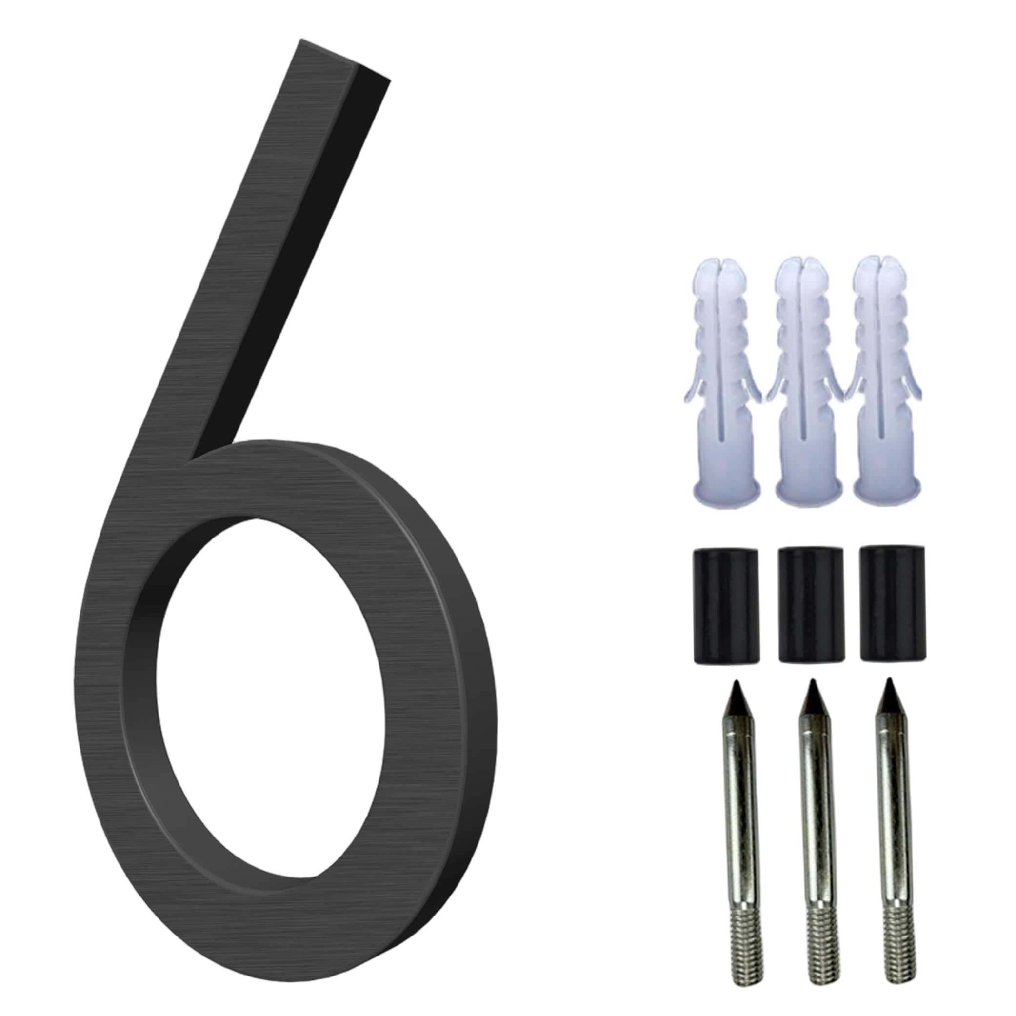 House Number Floating House Number, 5 Inch Aluminum Outdoor Numbers with Accessories Mailbox & Address, Black, 6
