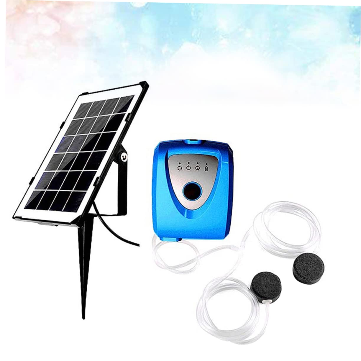 FOMIYES Bomba de Oxígeno para Pecera Doble Orificio Alimentada por Energía Solar para Acuario y Pesca al Aire Aireador de Pecera