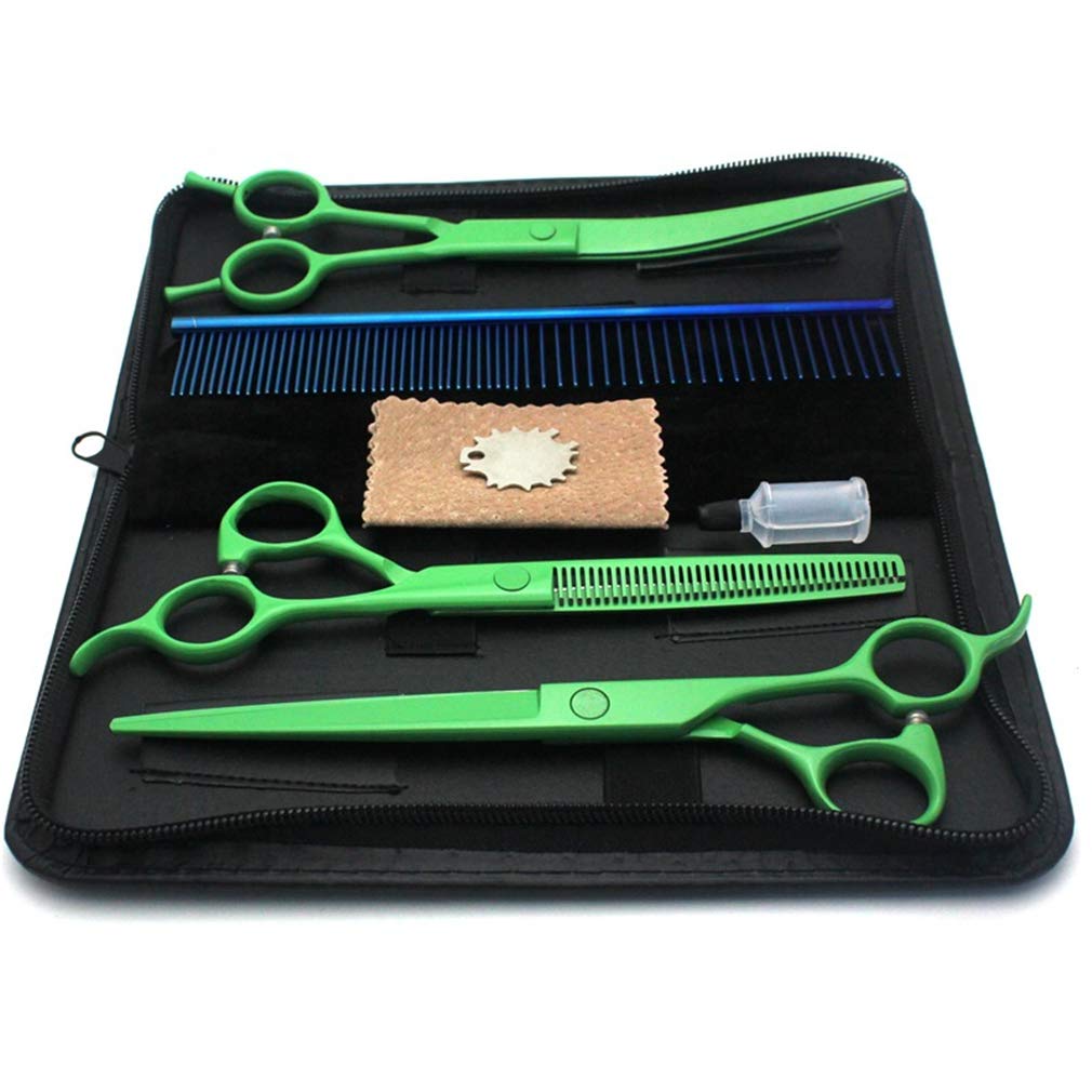 7,0 Pollici Pet Grooming Forbici Kit, Professionale in Acciaio Inox di Taglio dei Capelli Diradamento Haircut Strumenti, per Il Salone, Pet Parrucchiere
